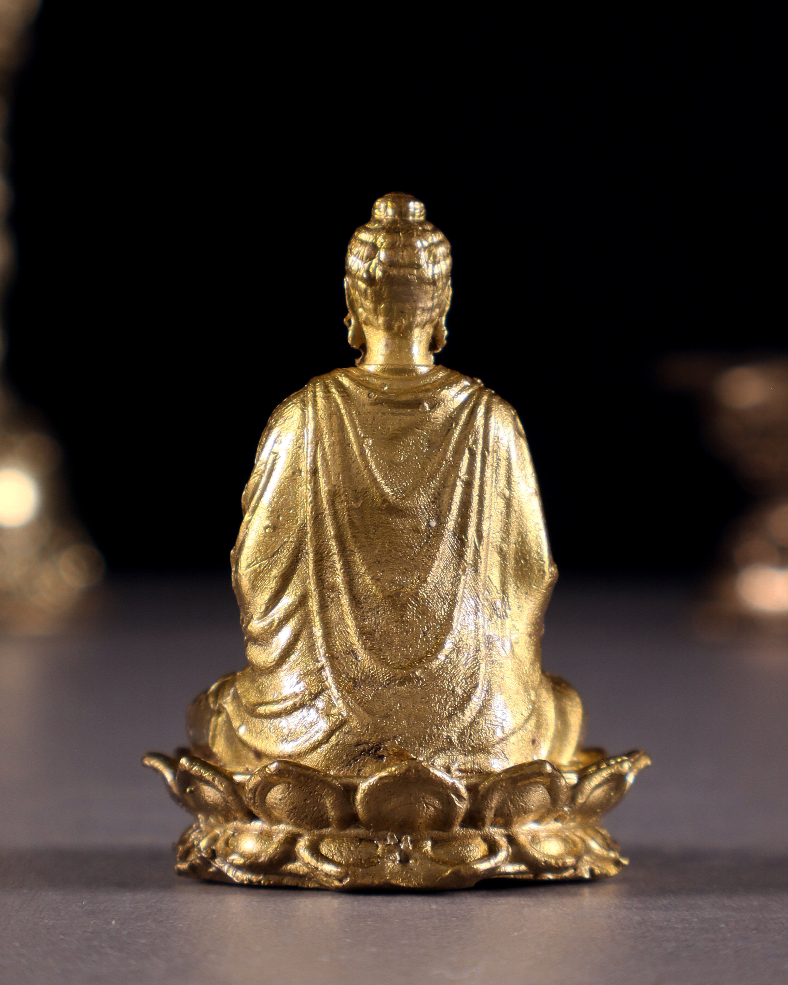 Miniature Meditating Buddha on Lotus | 1.5" (3.8 cm) Pure Bronze Panchaloha Idol