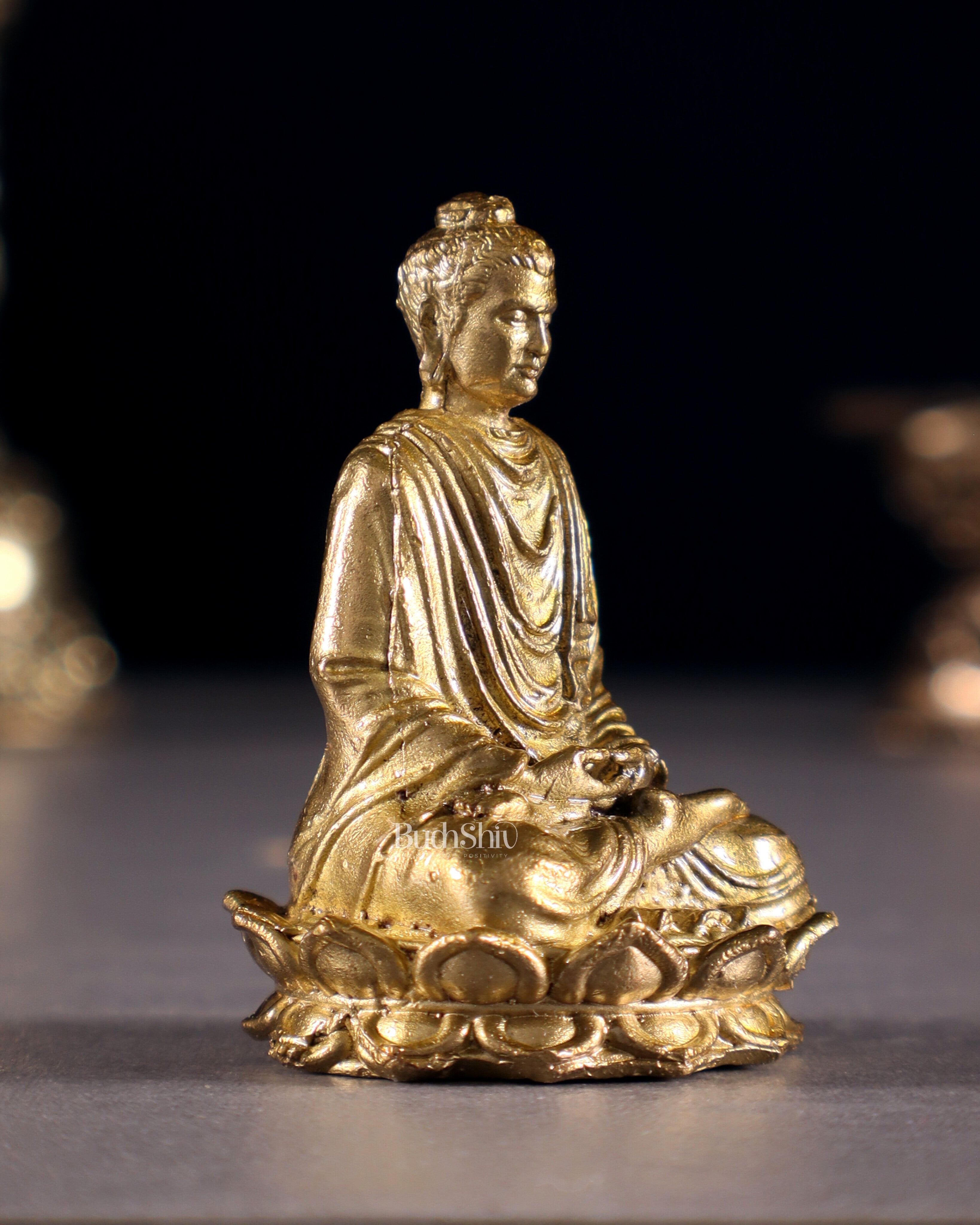 Pure Bronze Panchaloha Lord Buddha Miniature Idol in Meditation – 1.5"