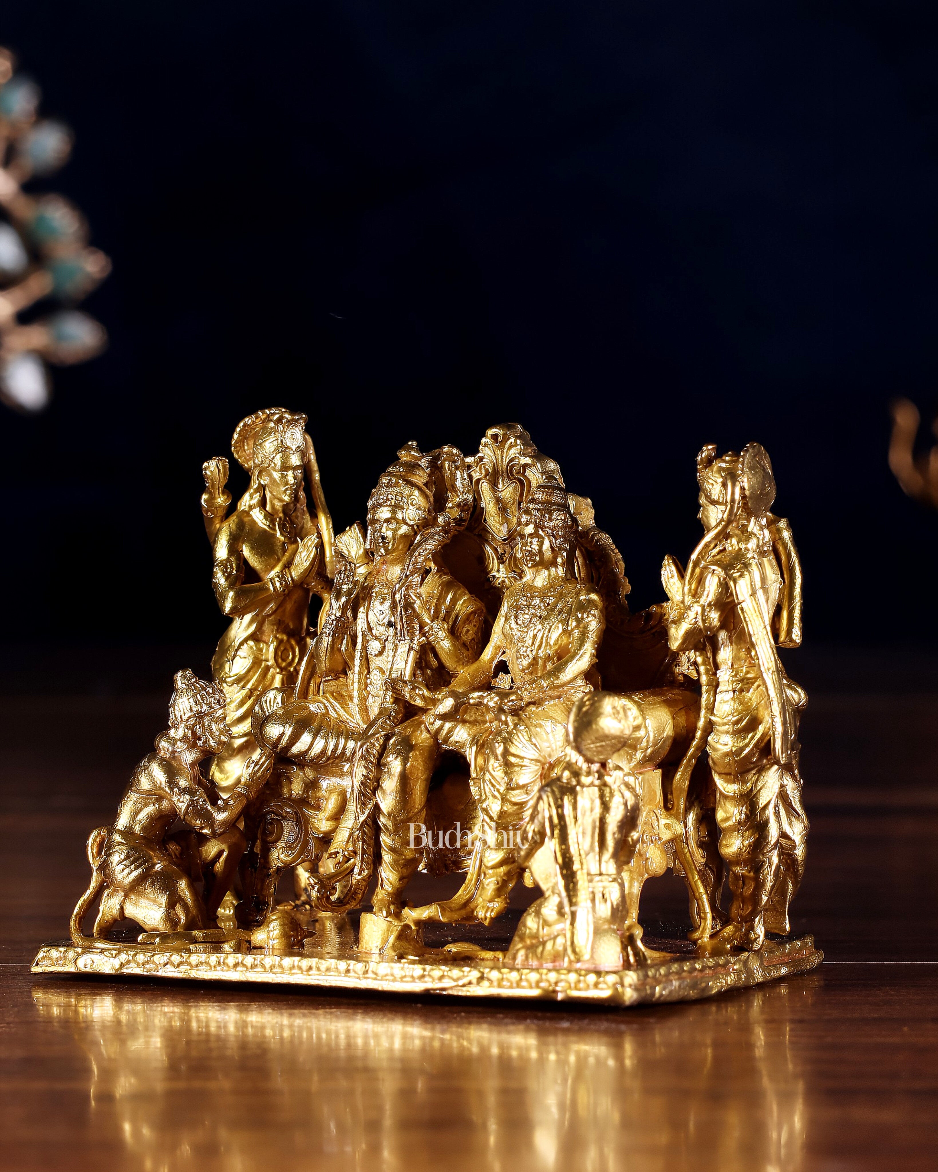 Pure Bronze Ramapatabhishekam Ram Darbar Idol | 2.75" (7 cm) Panchaloha Statue