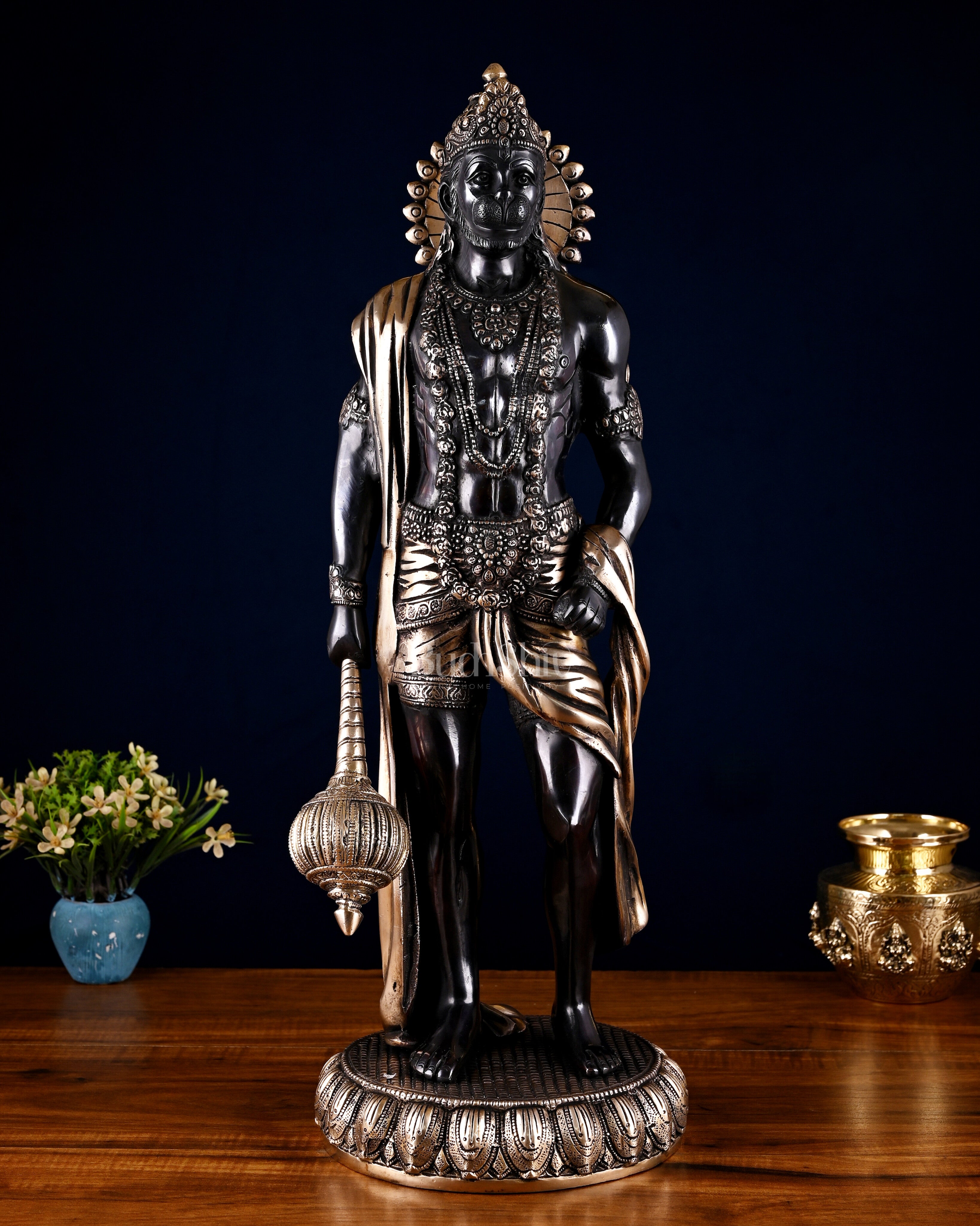 Brass Lord Hanuman Statue Standing 24" Height Black edition