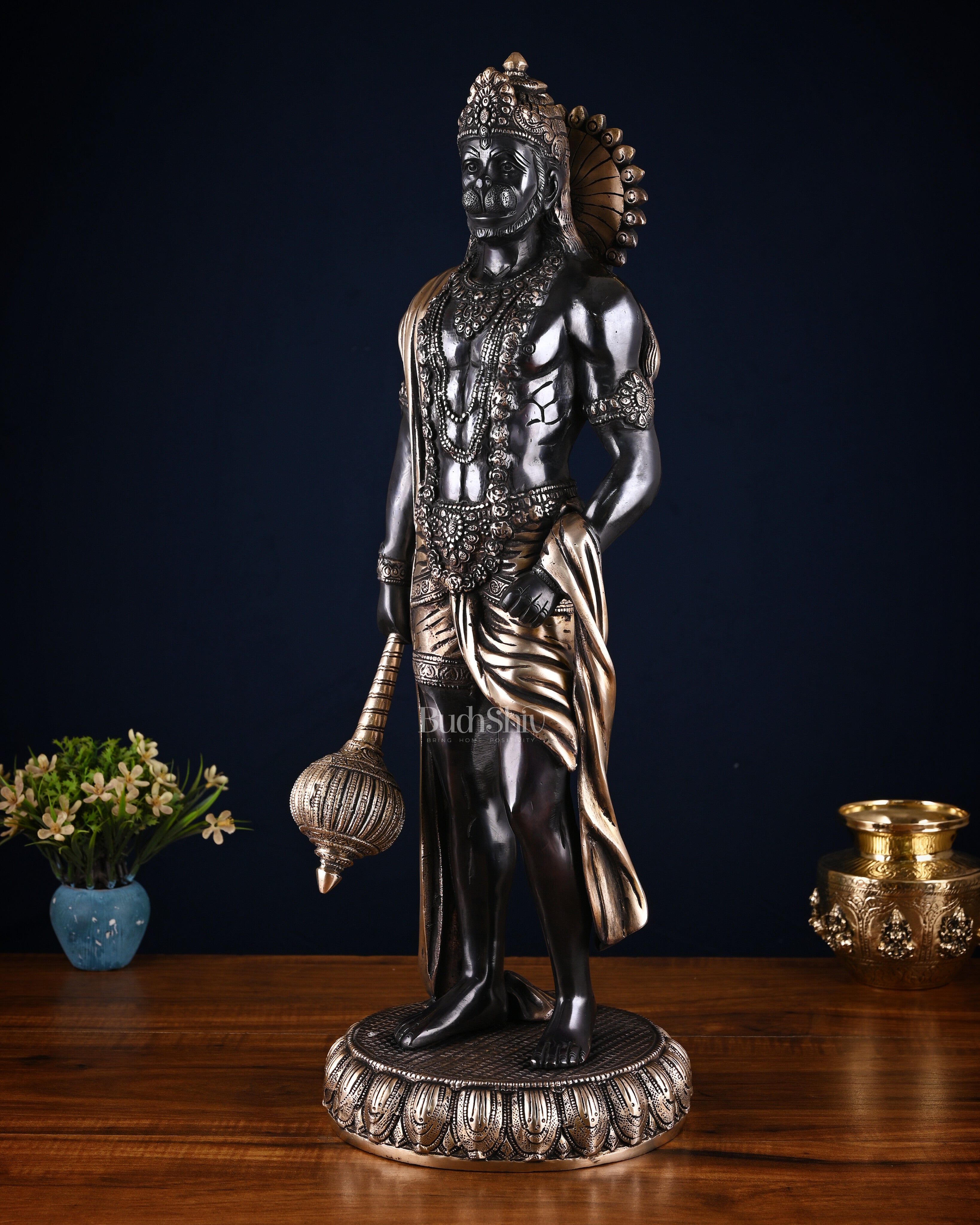 Brass Lord Hanuman Statue Standing 24" Height Black edition