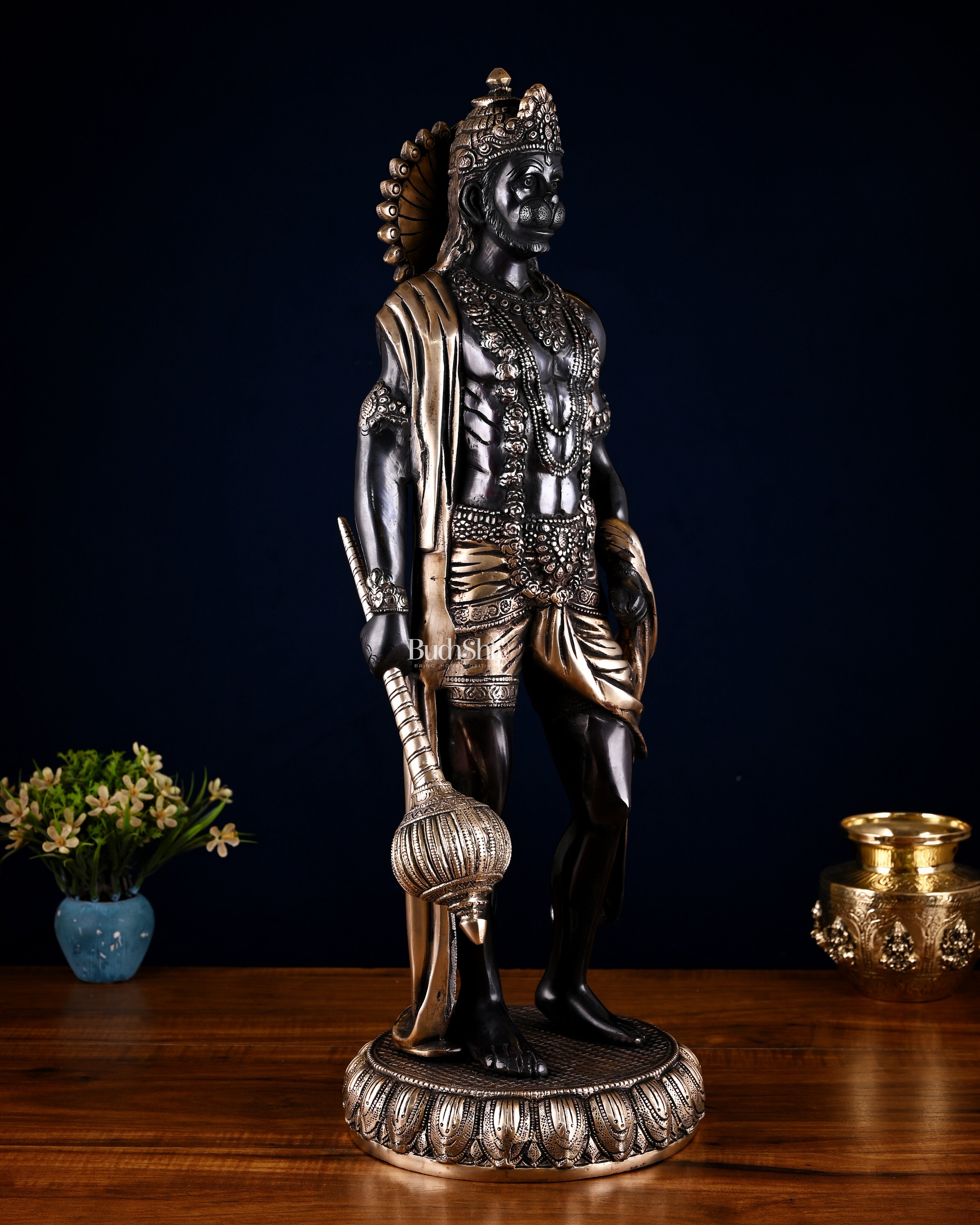 Brass Lord Hanuman Statue Standing 24" Height Black edition