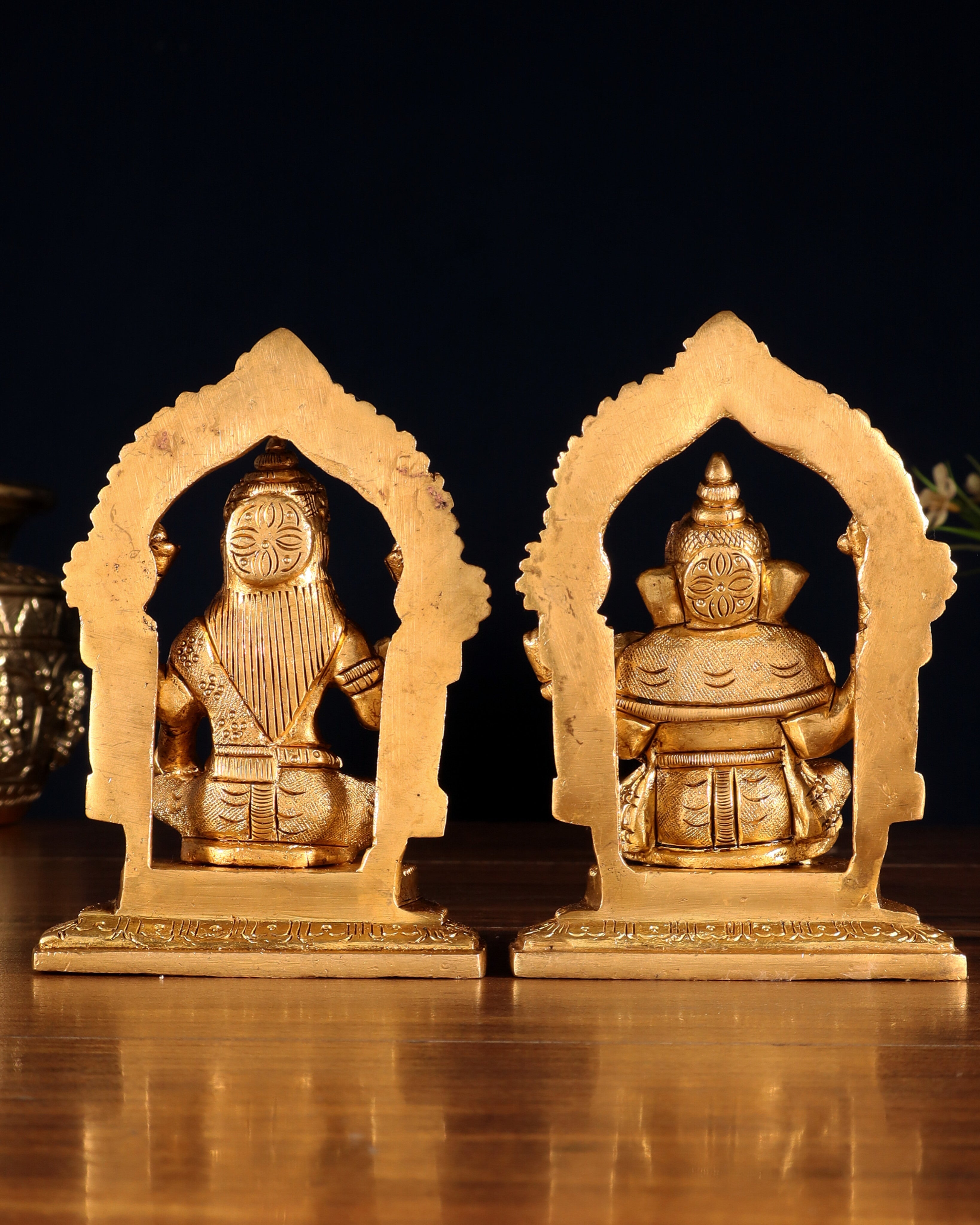 Pure Brass Lord Ganesha & Goddess Lakshmi Idols – Handcrafted Divine Pair 5"