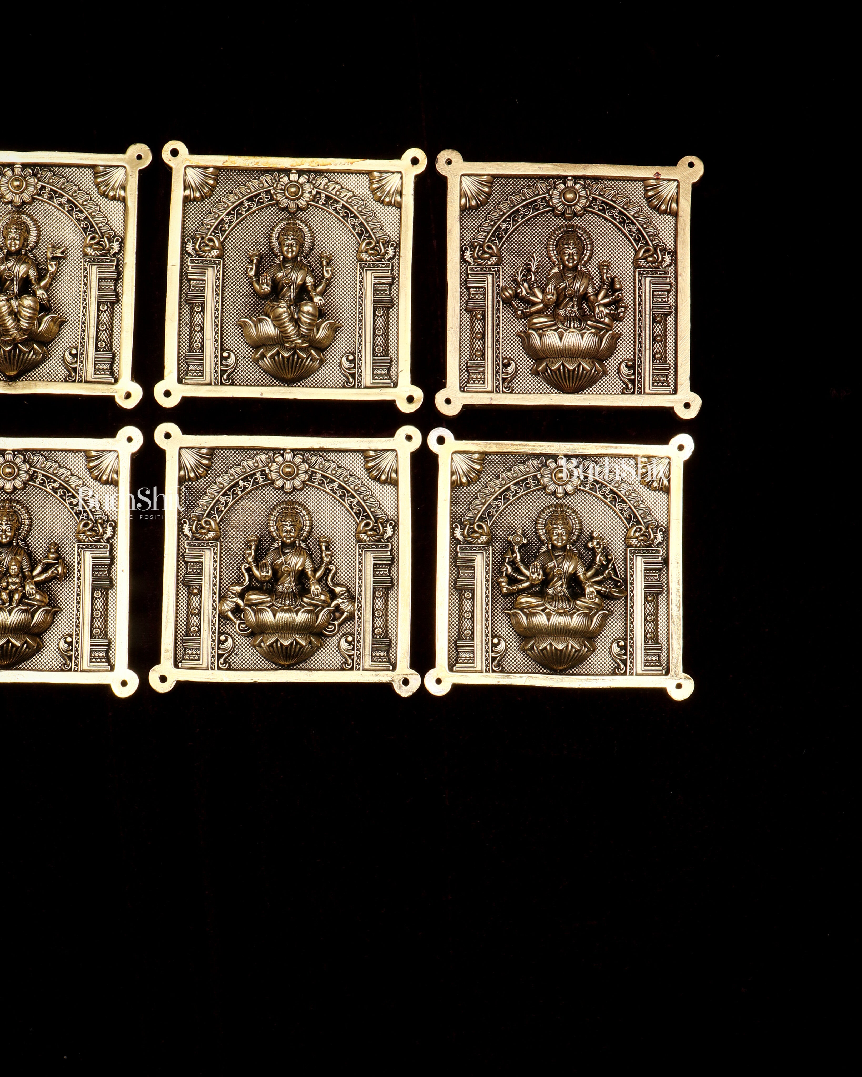 Brass Ashtalakshmi Superfine Intricate Wall Hangings Set – 4x4 Inch Each – Lightweight