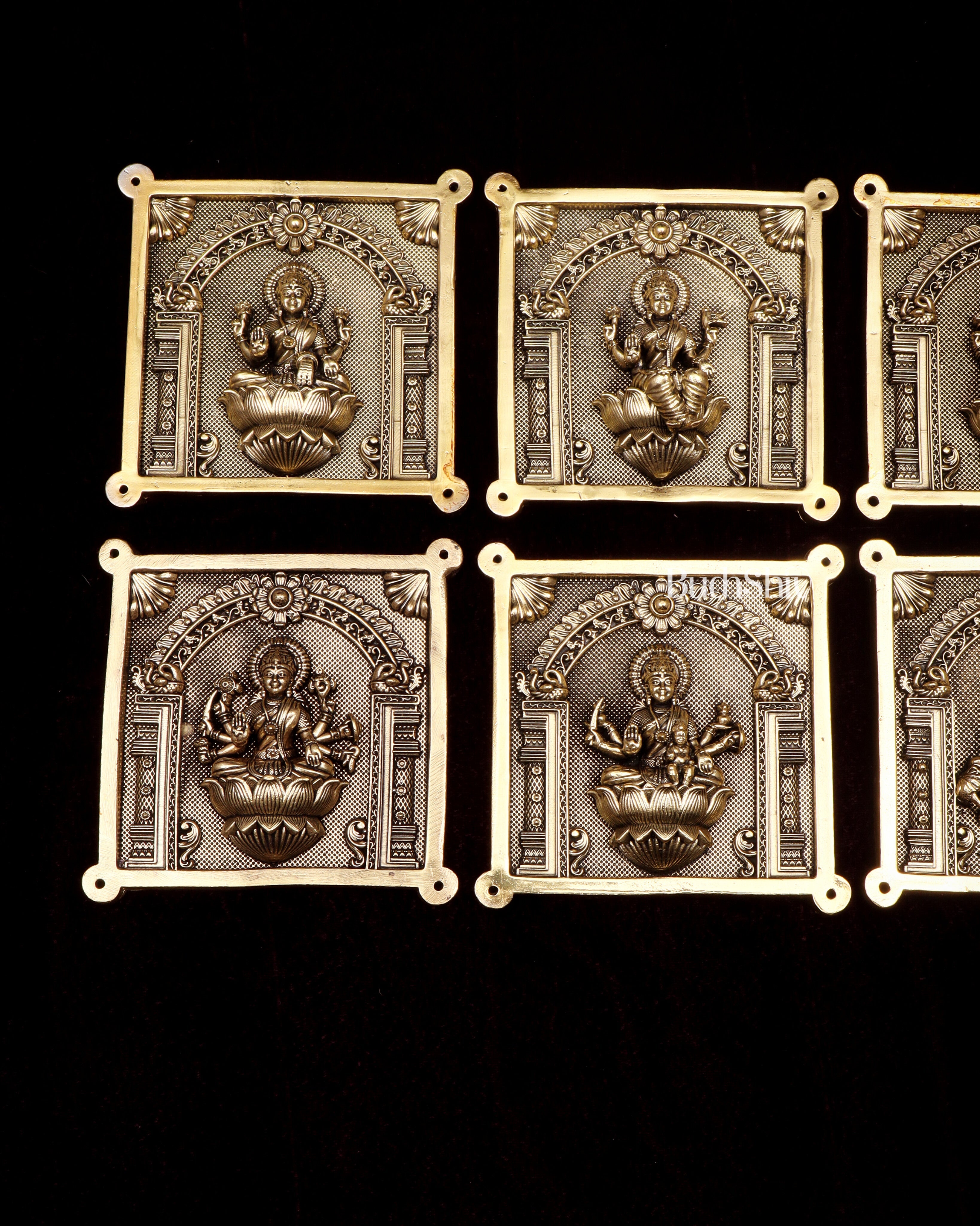 Brass Ashtalakshmi Superfine Intricate Wall Hangings Set – 4x4 Inch Each – Lightweight