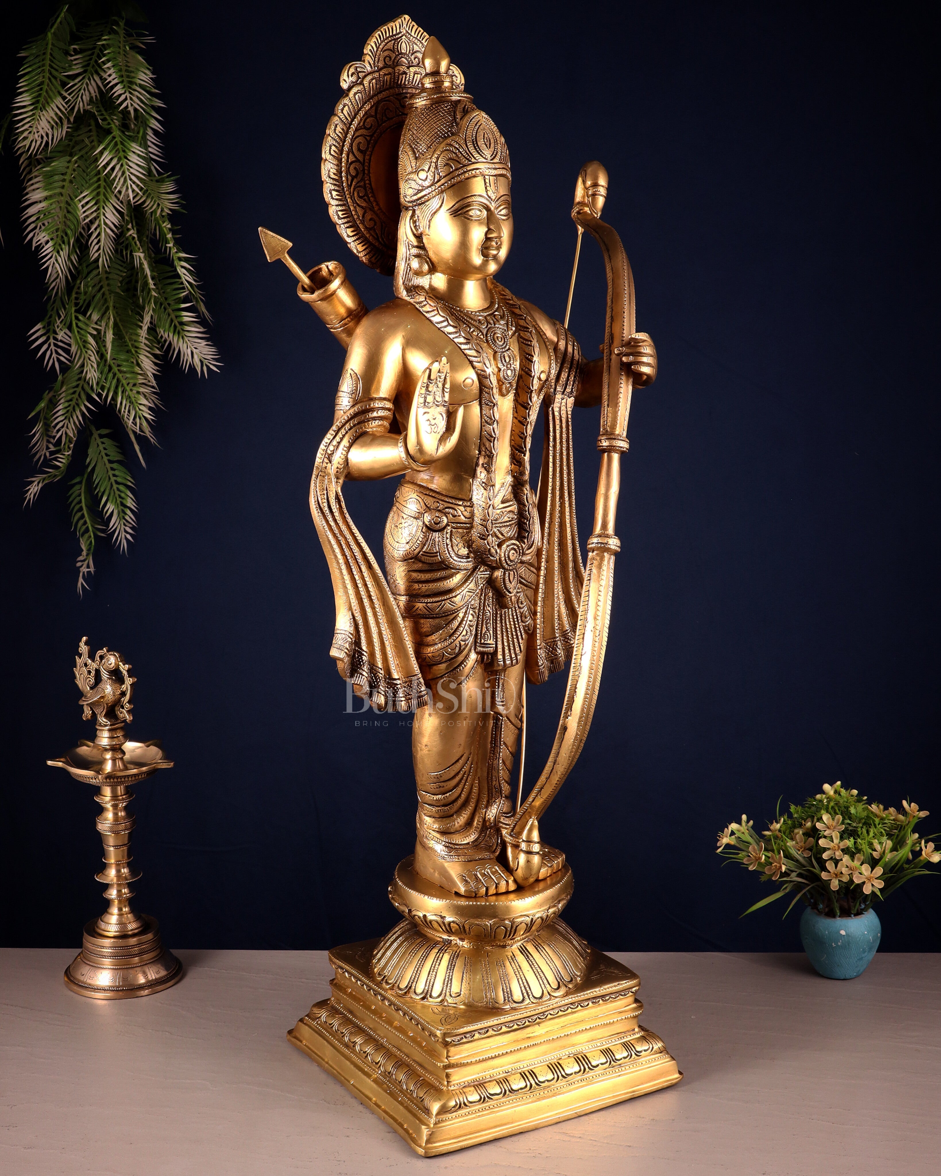 Pure Brass Lord Shri Ram Chandra Statue in Blessing Mudra – 31”