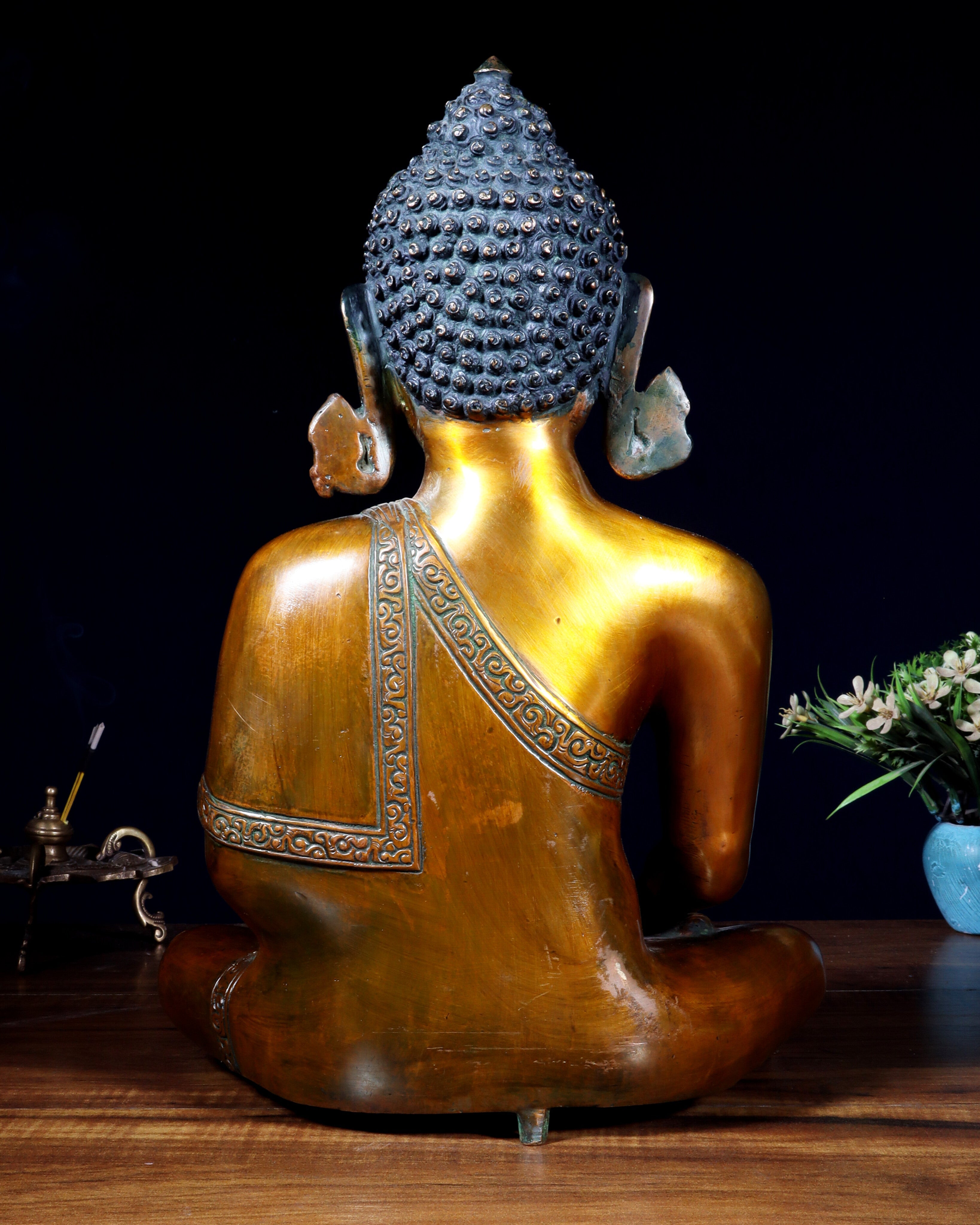 Brass Buddha Statue | 14 inch