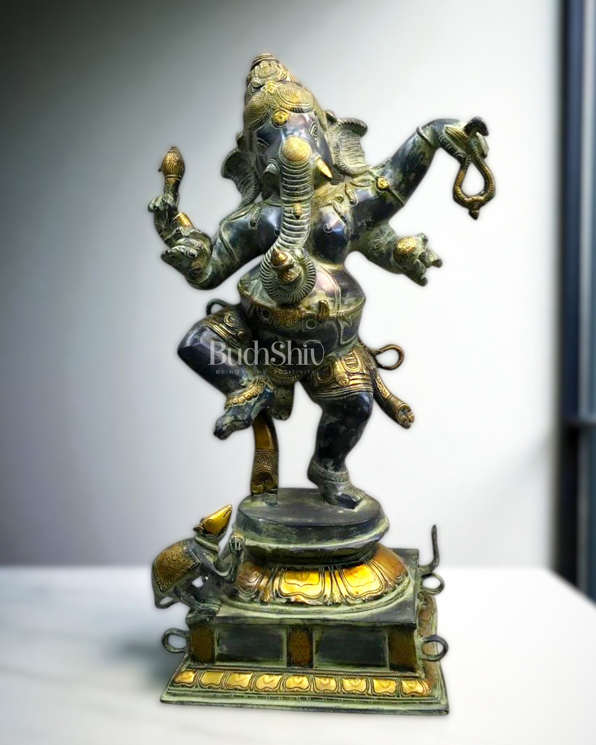 Pure Brass Dancing Ganesha Statue | 22.4”