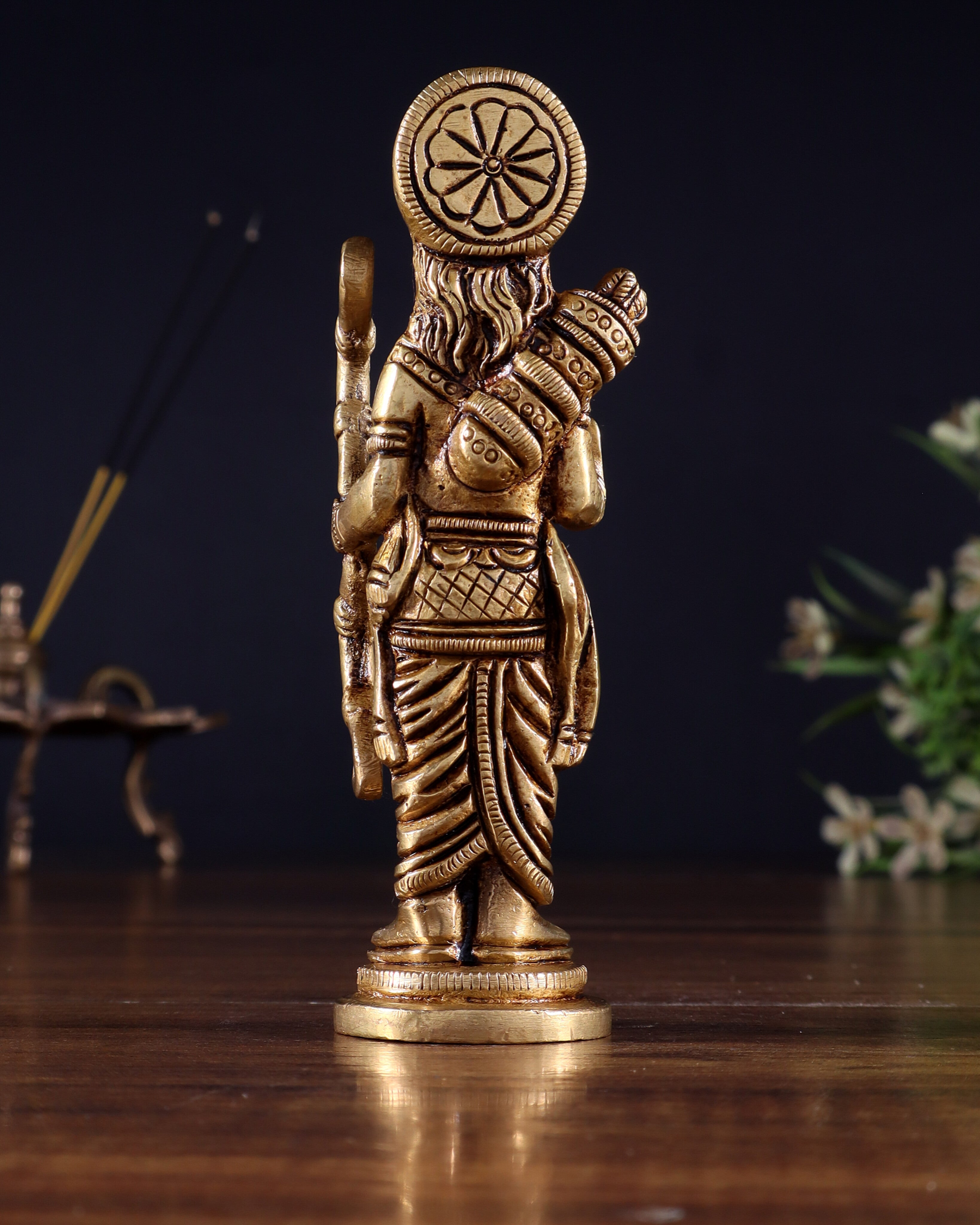 Pure Brass Lord Rama Statue –  4.5" Miniature Idol for Home Temple