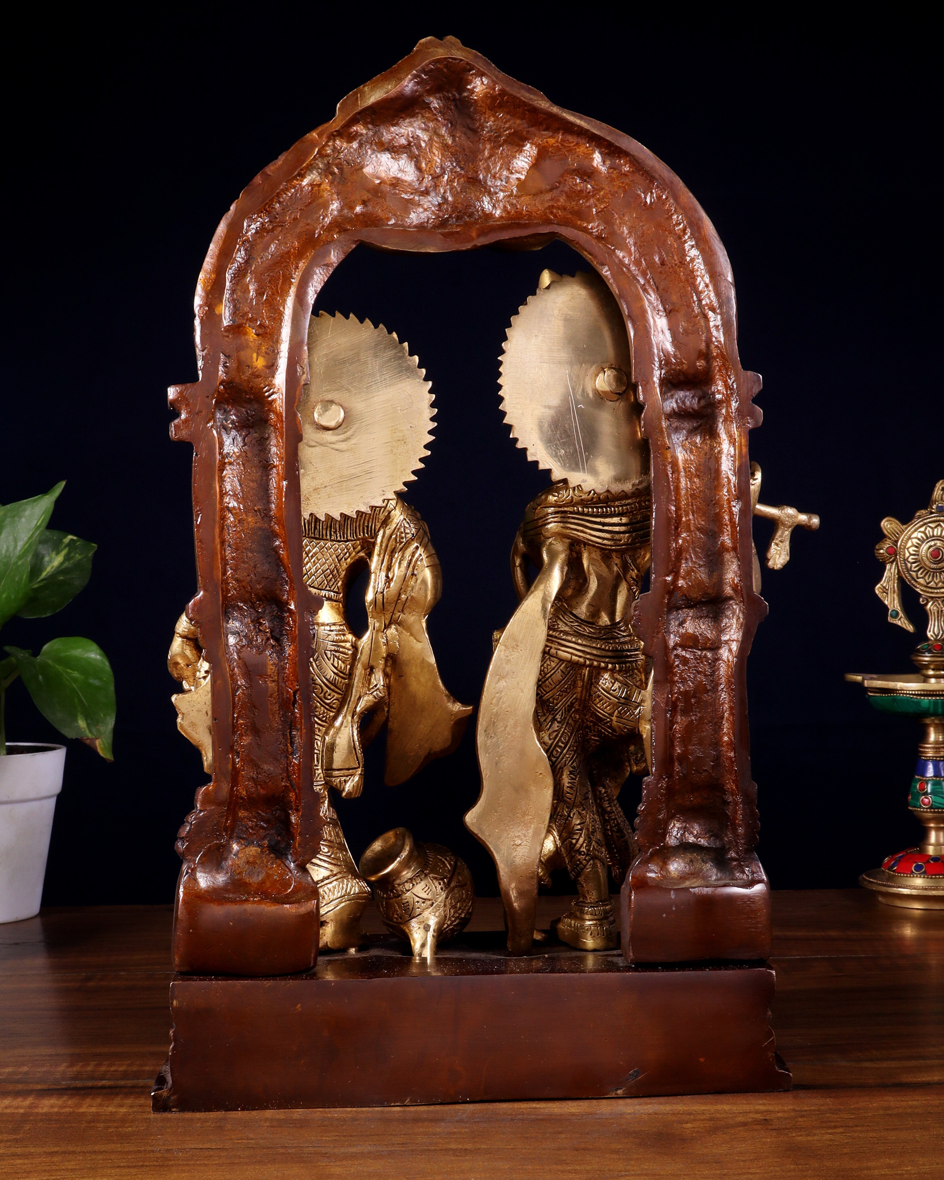 Handcrafted Brass Radha Krishna Idol dual tone 14"