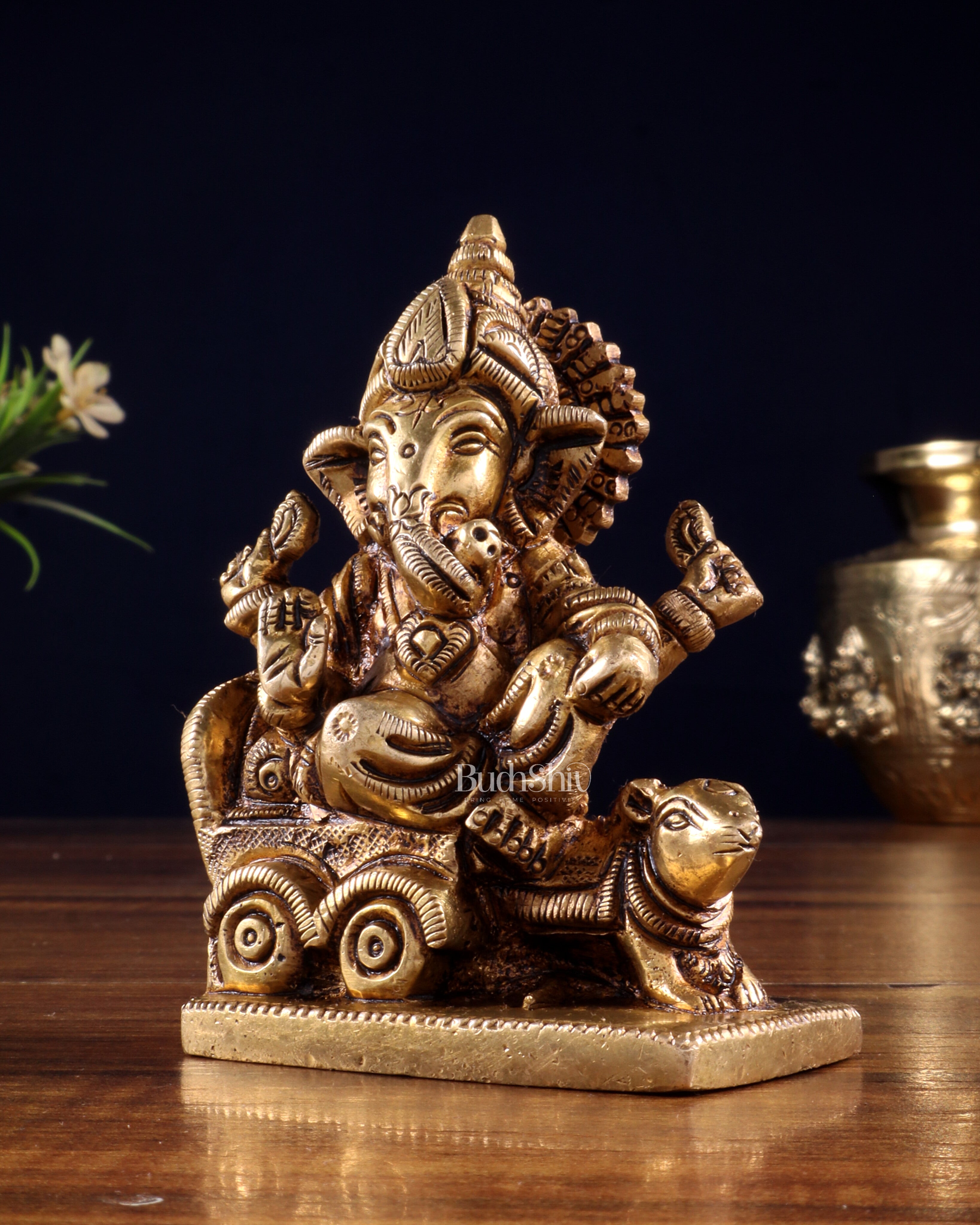 Brass superfine Small Ganesha Idol | Height 3.5 inch