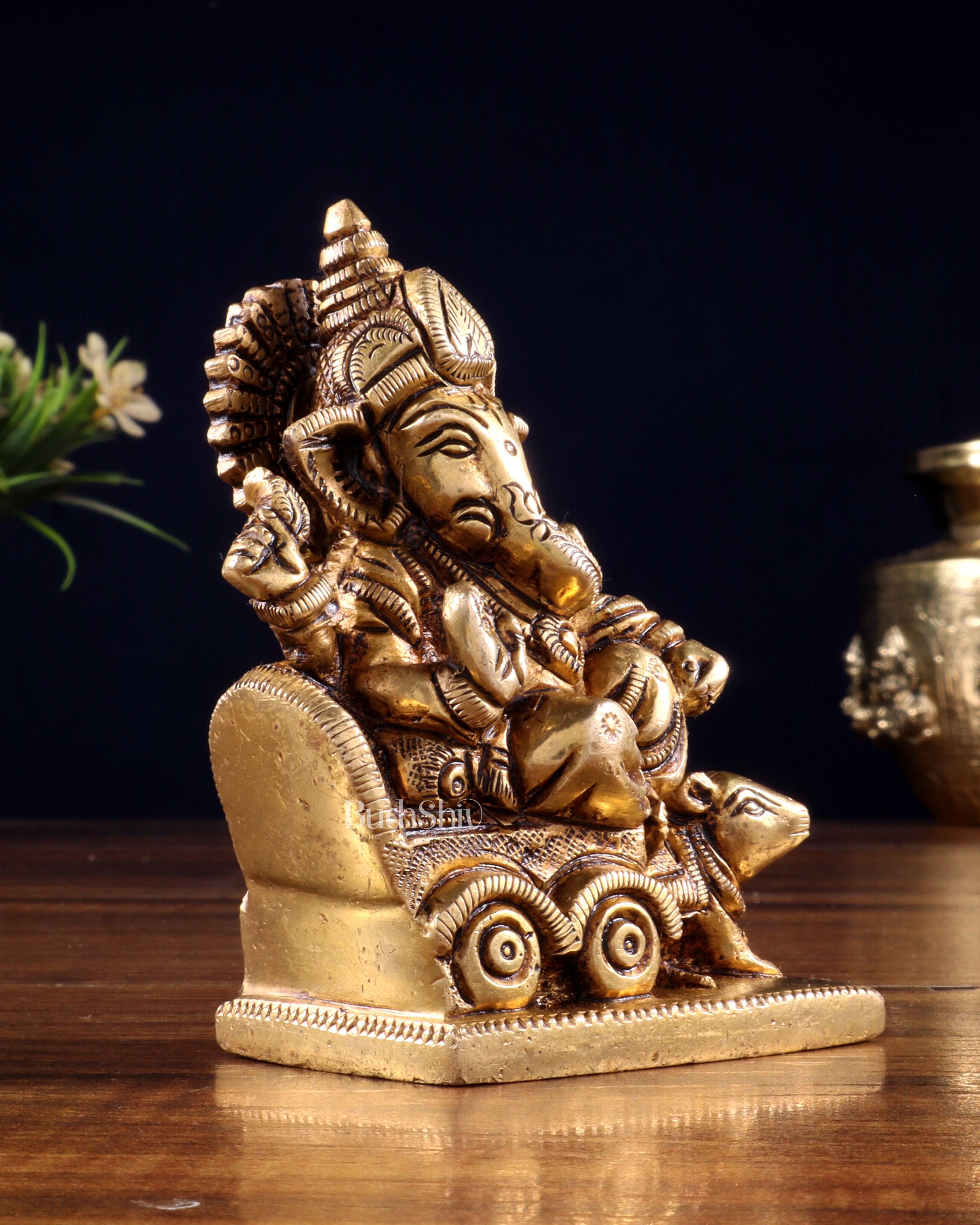Brass superfine Small Ganesha Idol | Height 3.5 inch