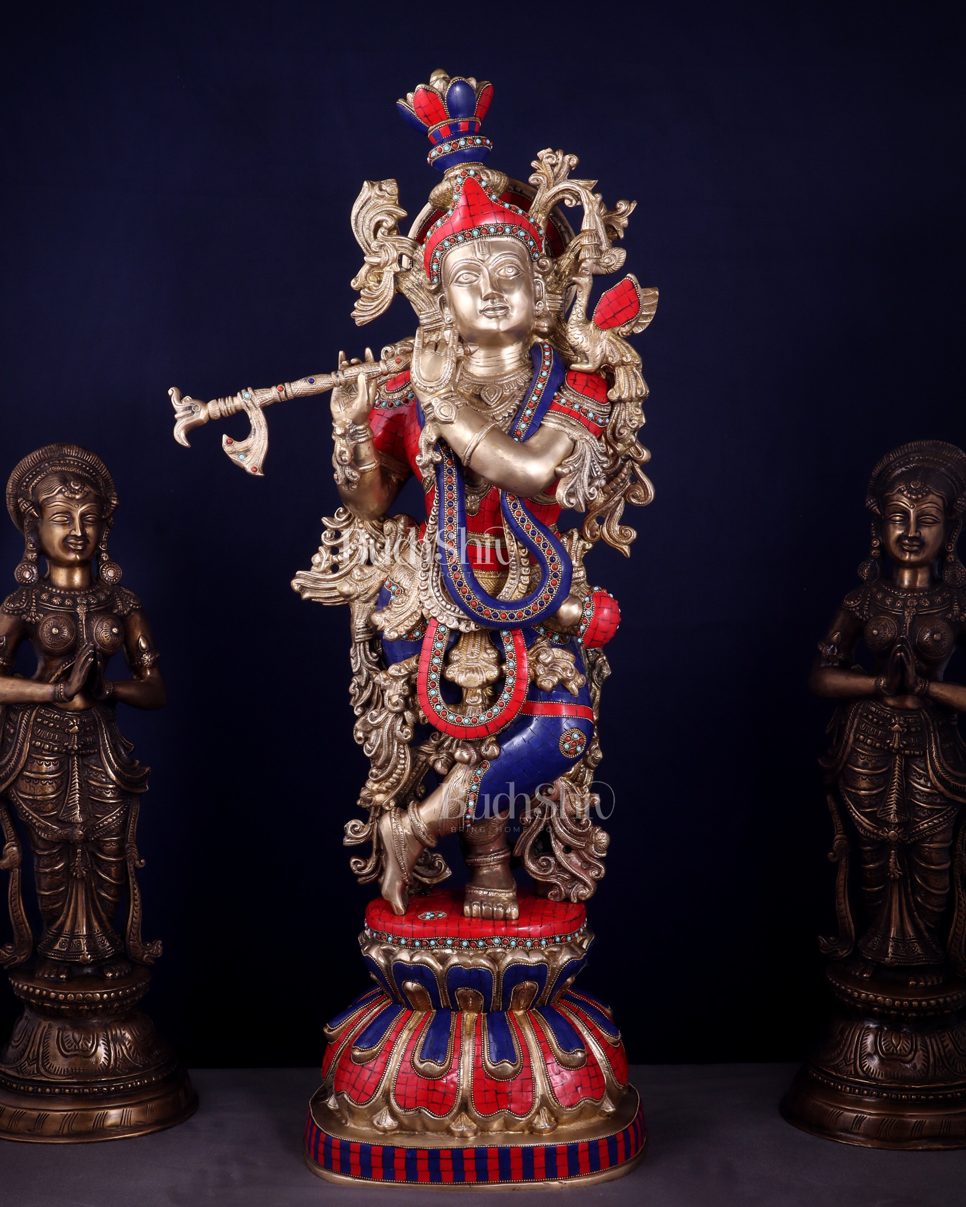 Brass Superfine Krishna Statue | Height 36 Inch/3 feet