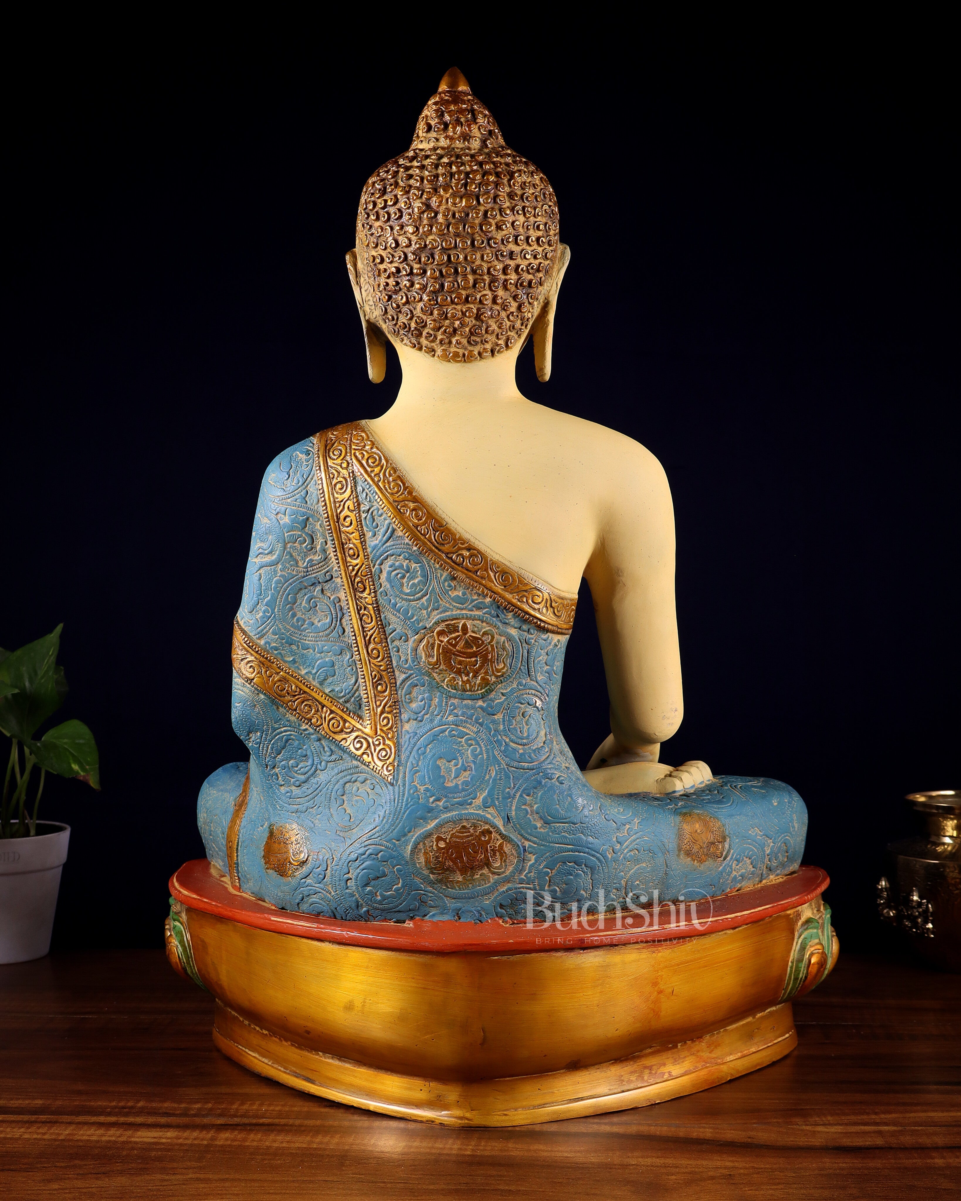 Tibetan Hand-painted Superfine Brass Buddha Statue Nirvana pose | 22"