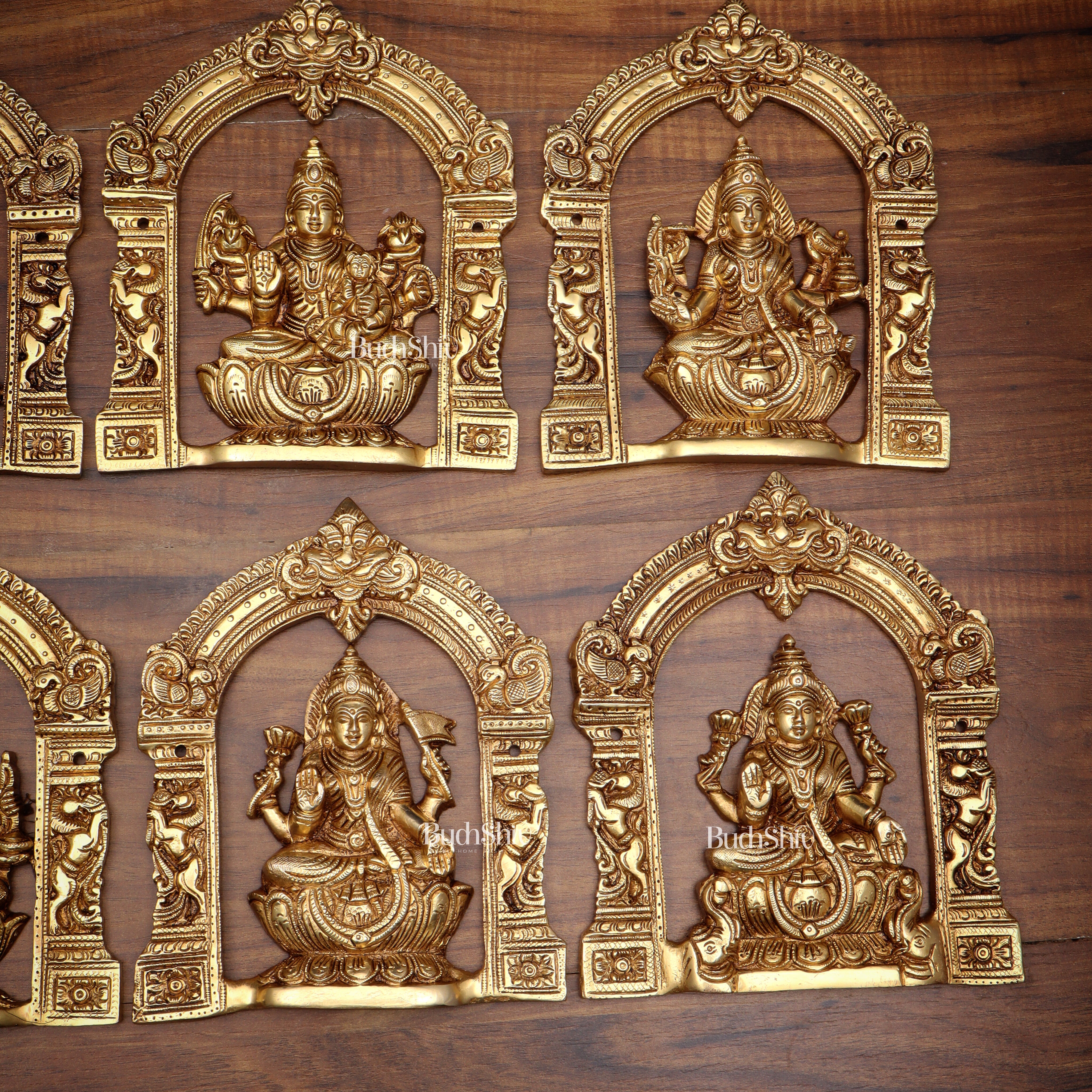 Pure Brass Ashtalakshmi Wall Hanging Set with Prabhavali for wall hangings – 9" Height