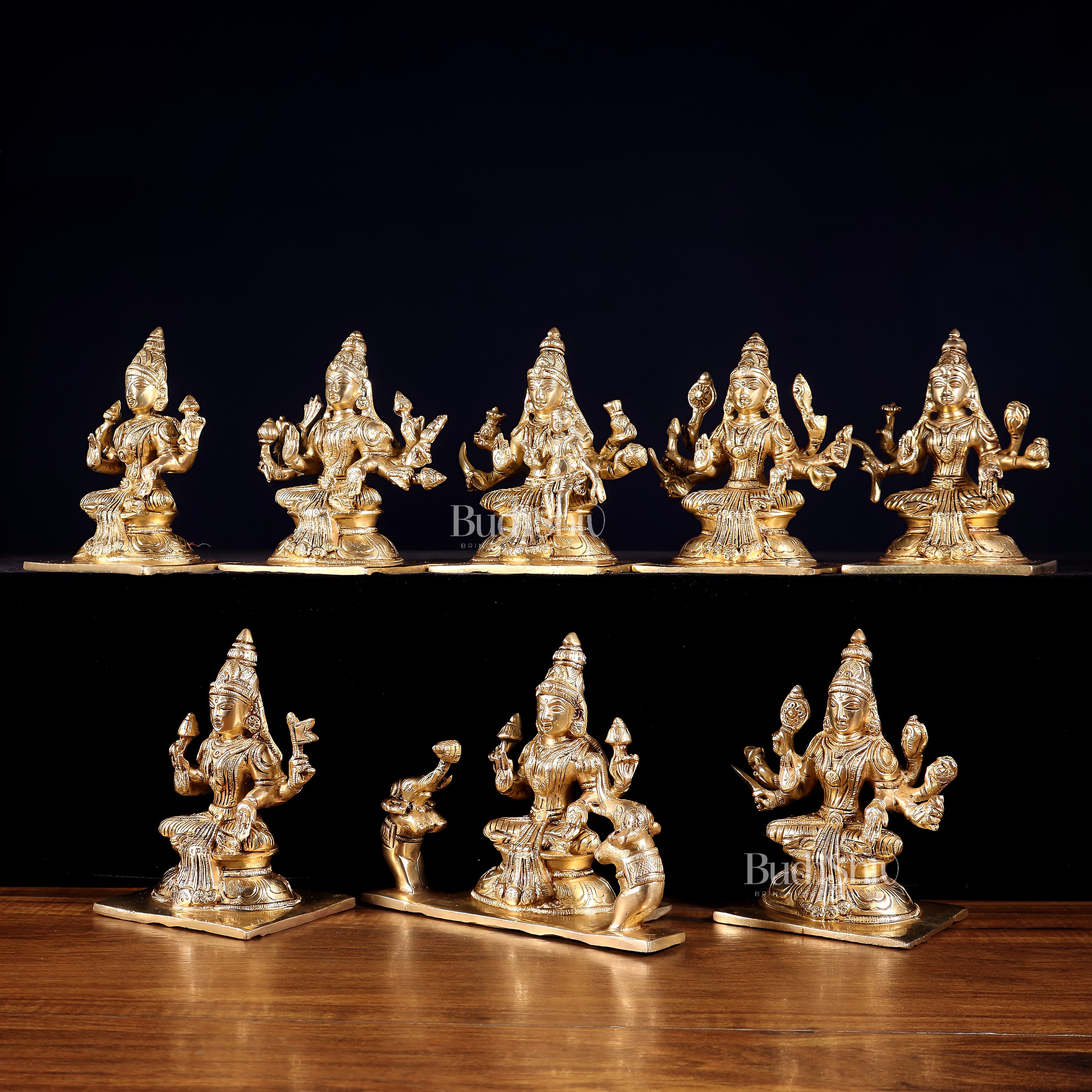 Ashtalakshmi Superfine Brass Idols - 5 Inch enhanced carvings