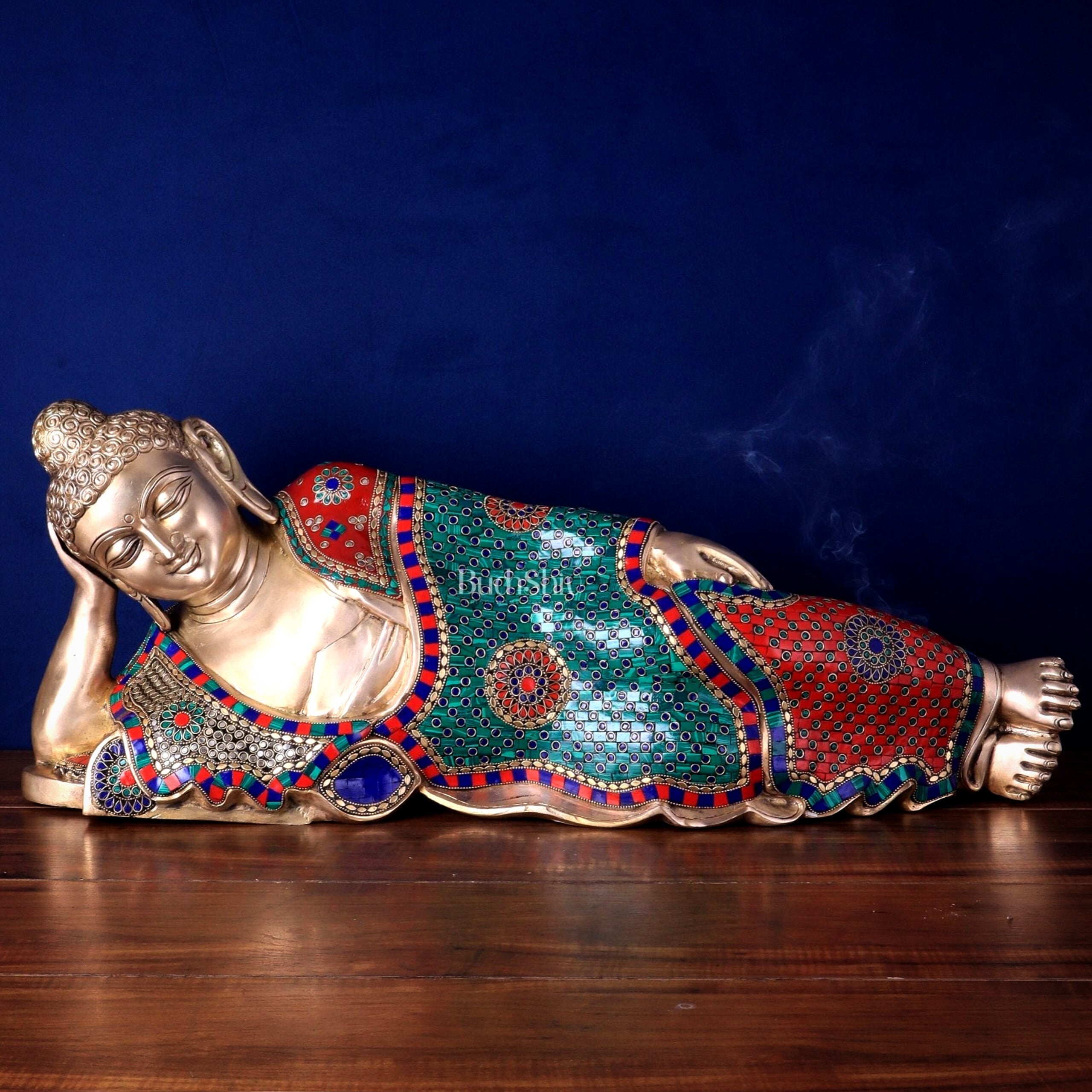 Elegant Brass Resting Buddha Statue  29"