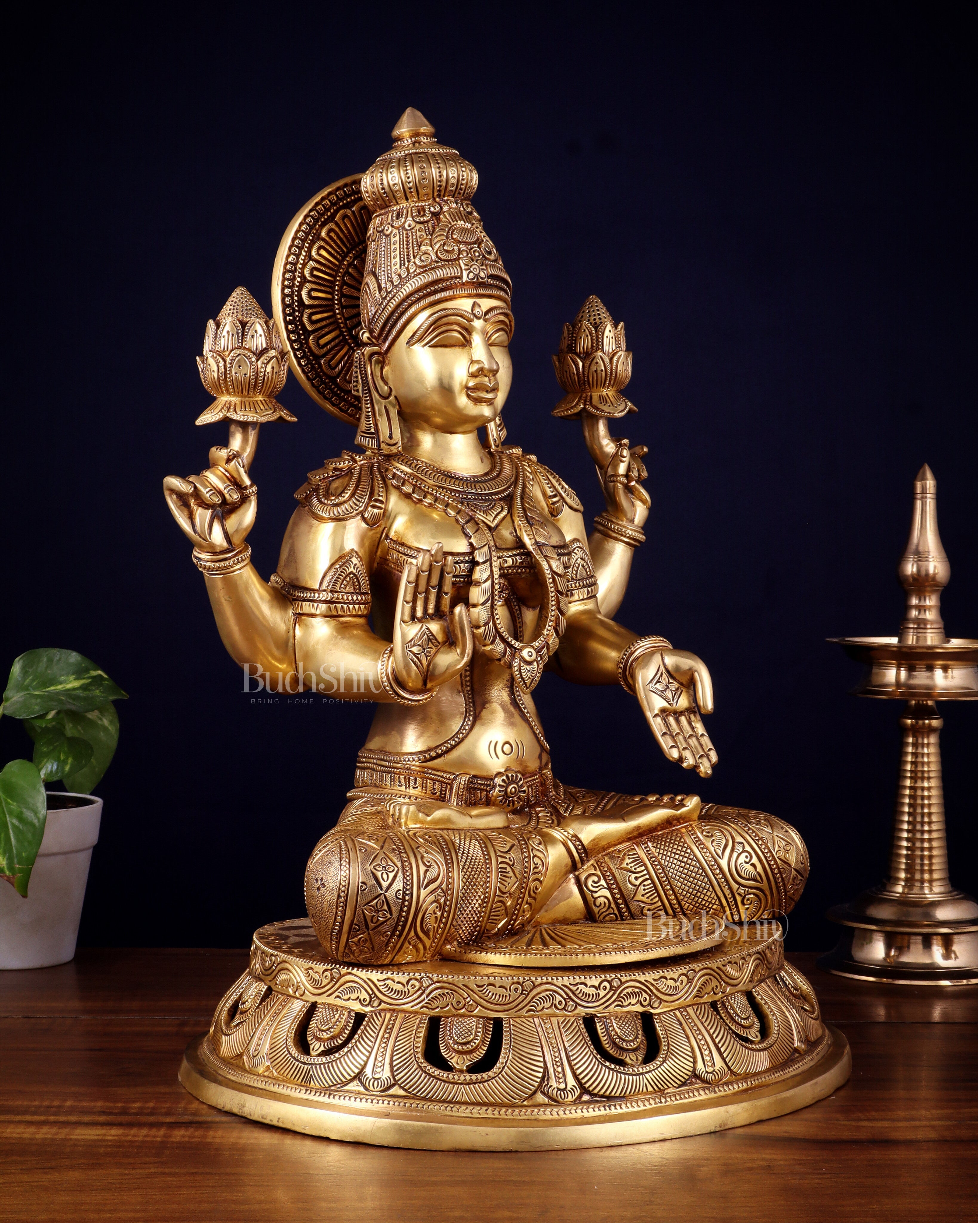 Pure Brass Superfine Lakshmi Statue – 17.5"