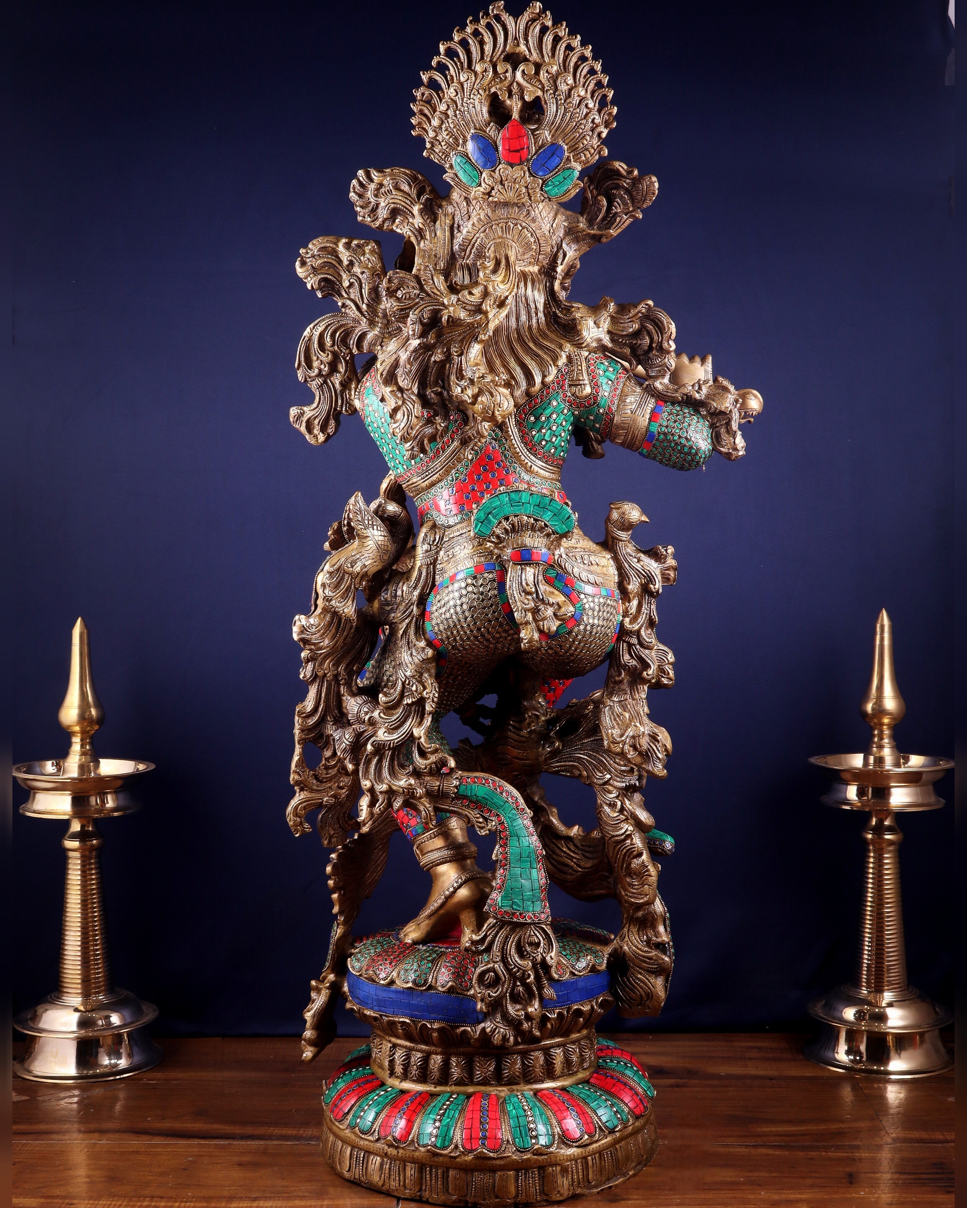 Lord Krishna Brass statue - 43 inch/3.75 feet large