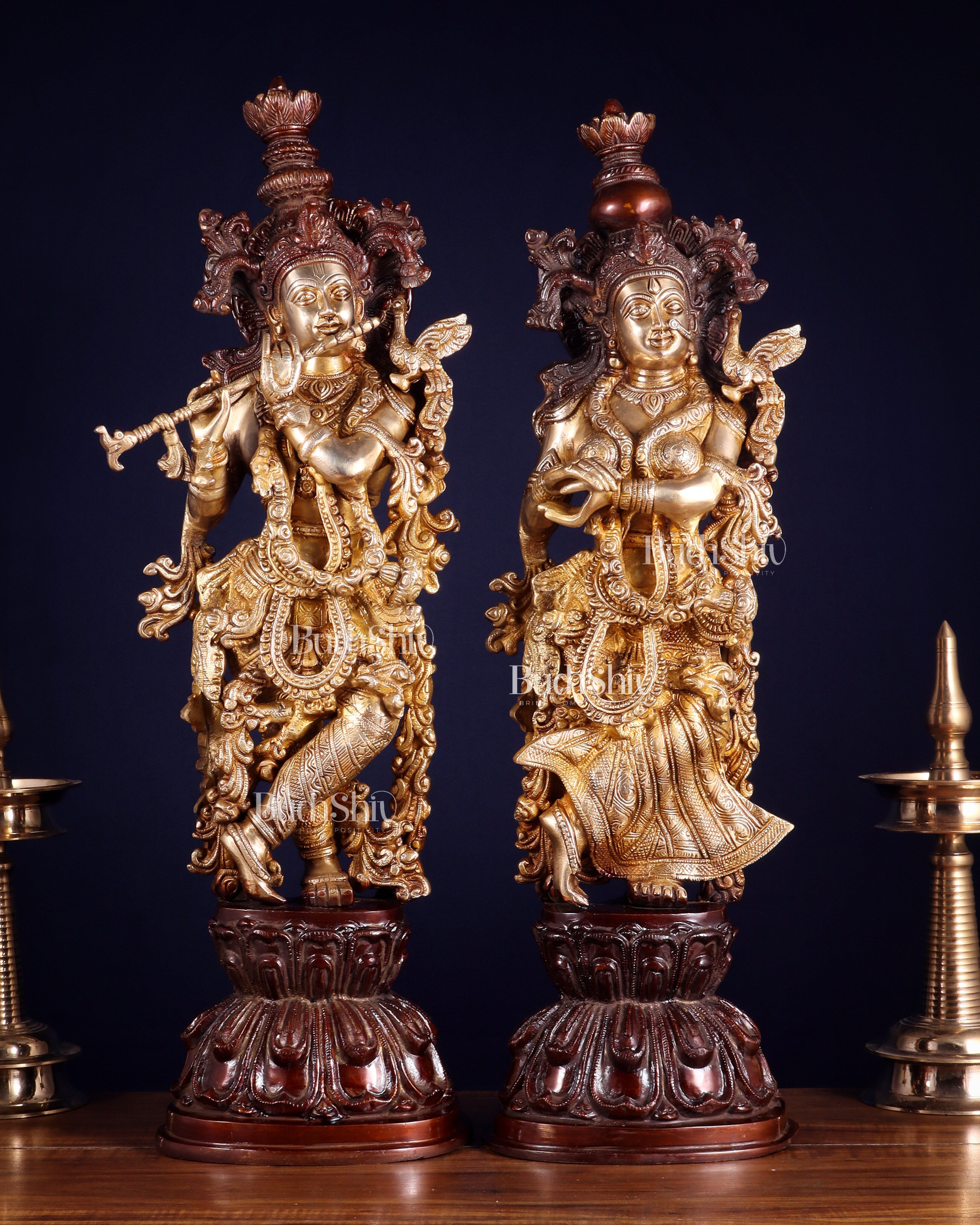 Brass Radha Krishna Idols 25 inch dual tone