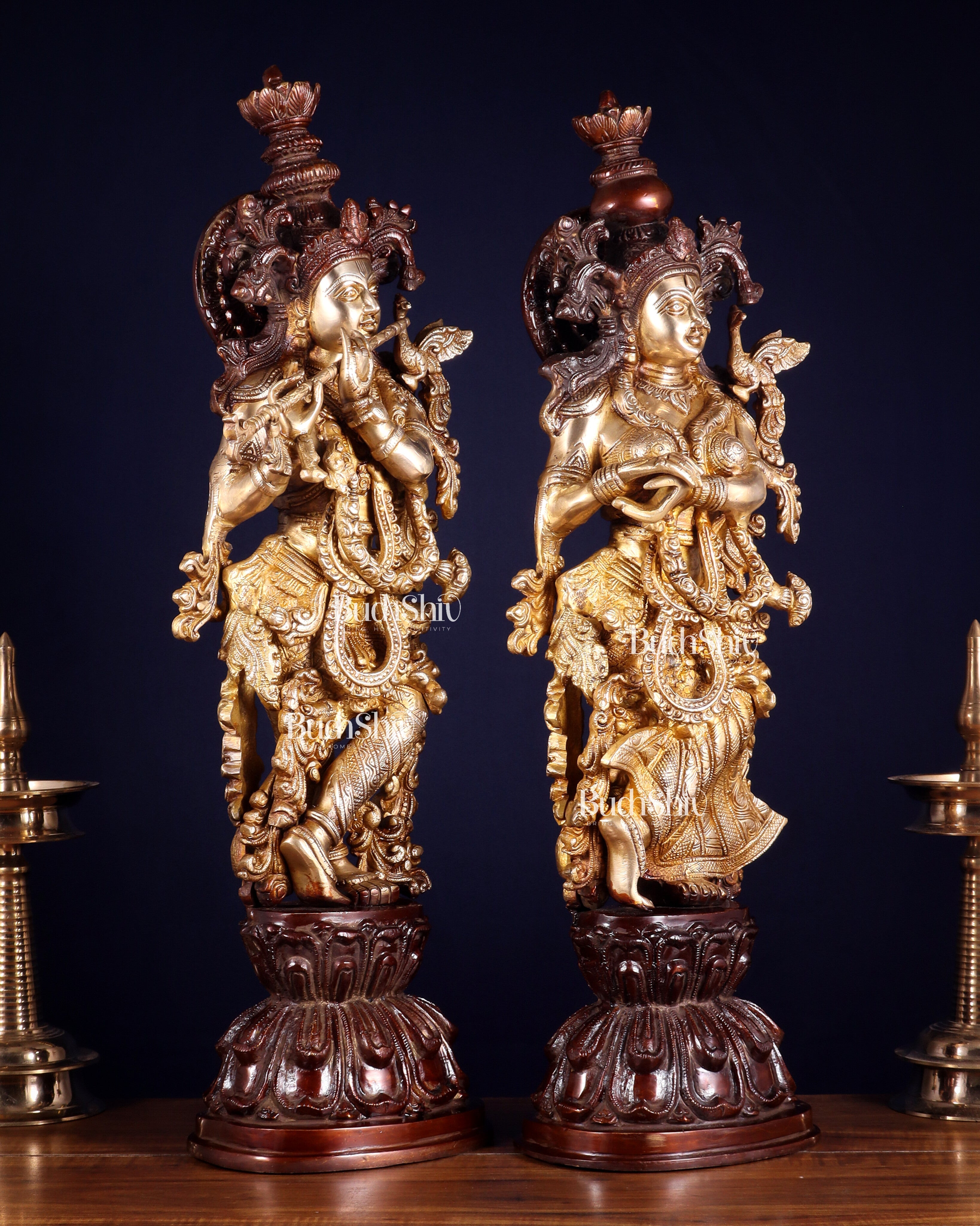Brass Radha Krishna Idols 25 inch dual tone