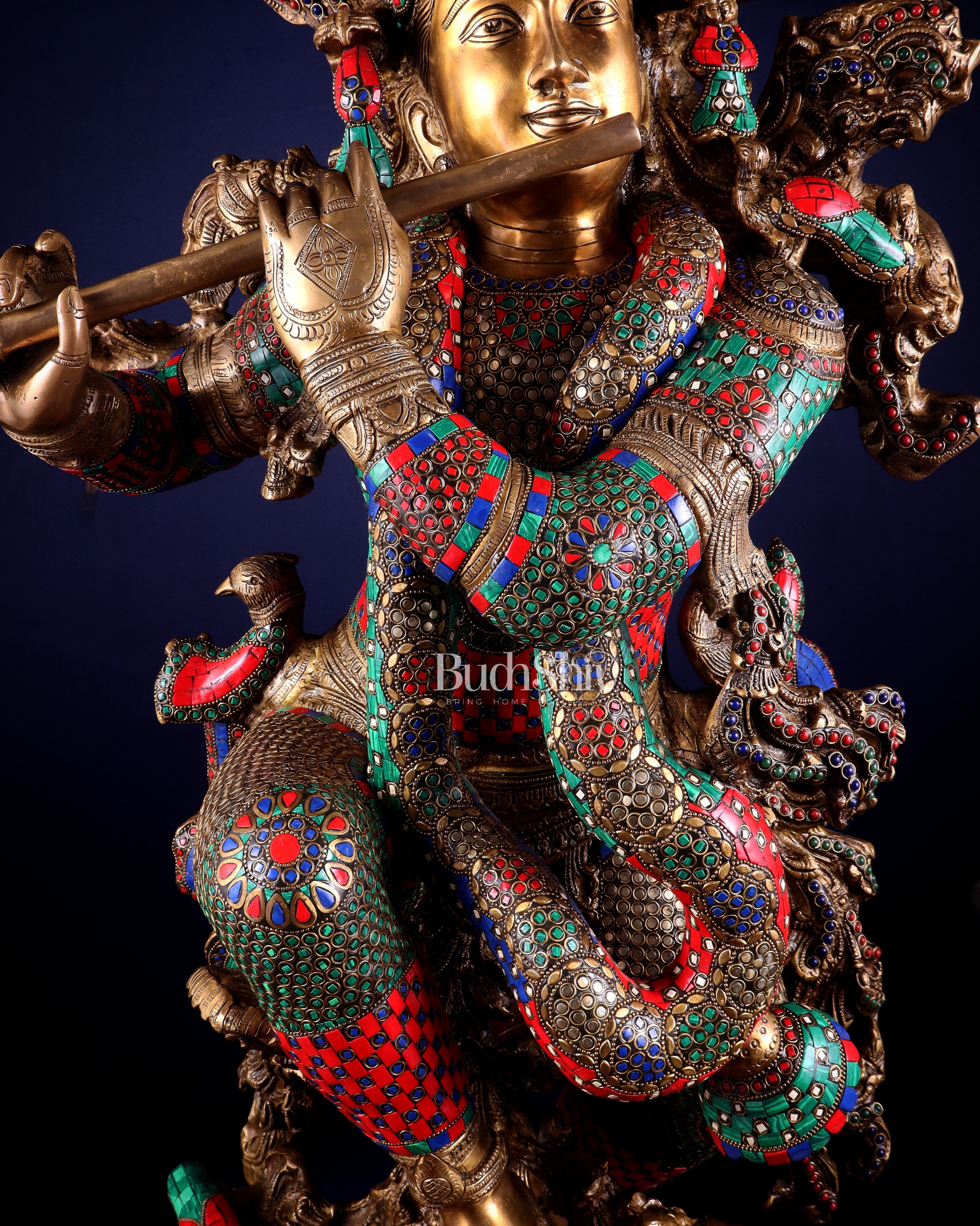 Lord Krishna Brass statue - 43 inch/3.75 feet large