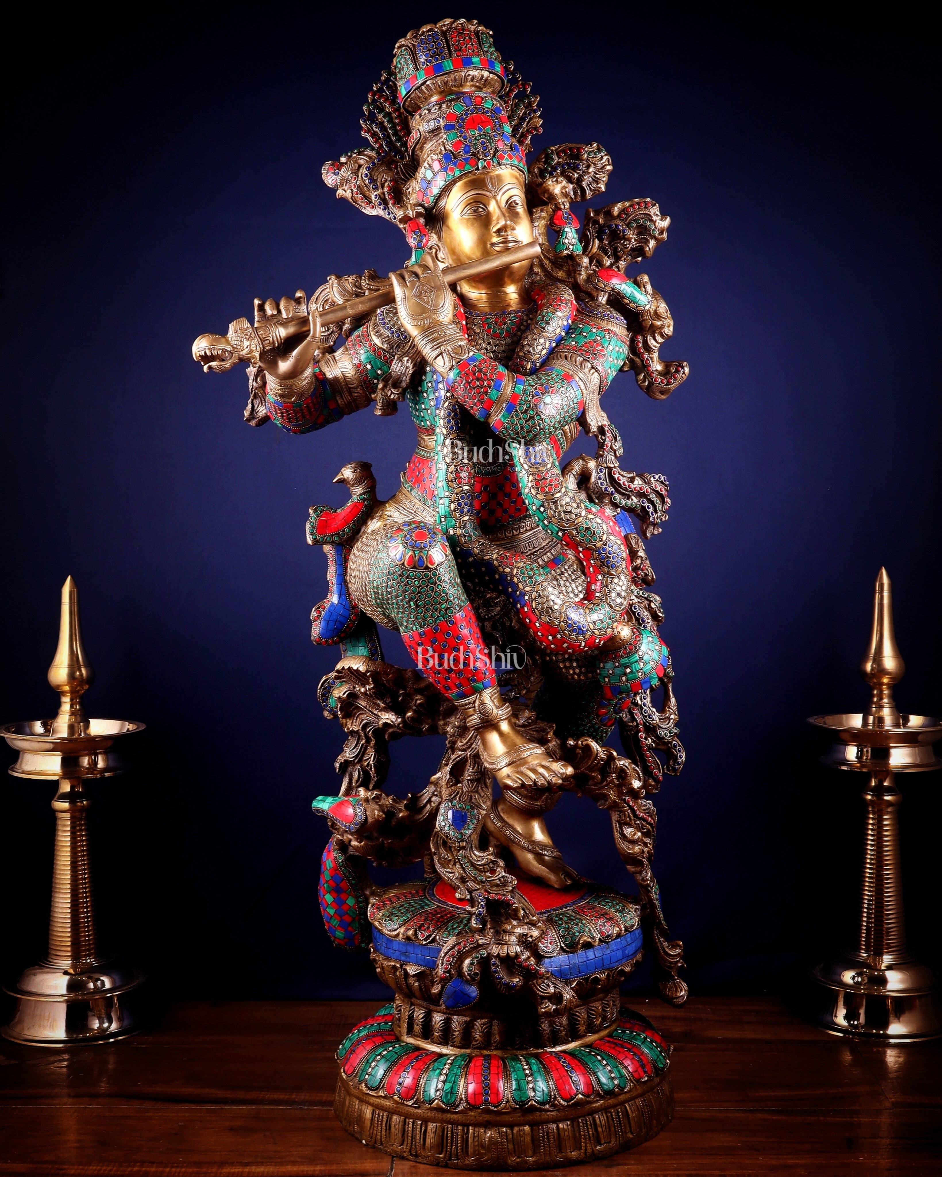 Lord Krishna Brass statue - 43 inch/3.75 feet large