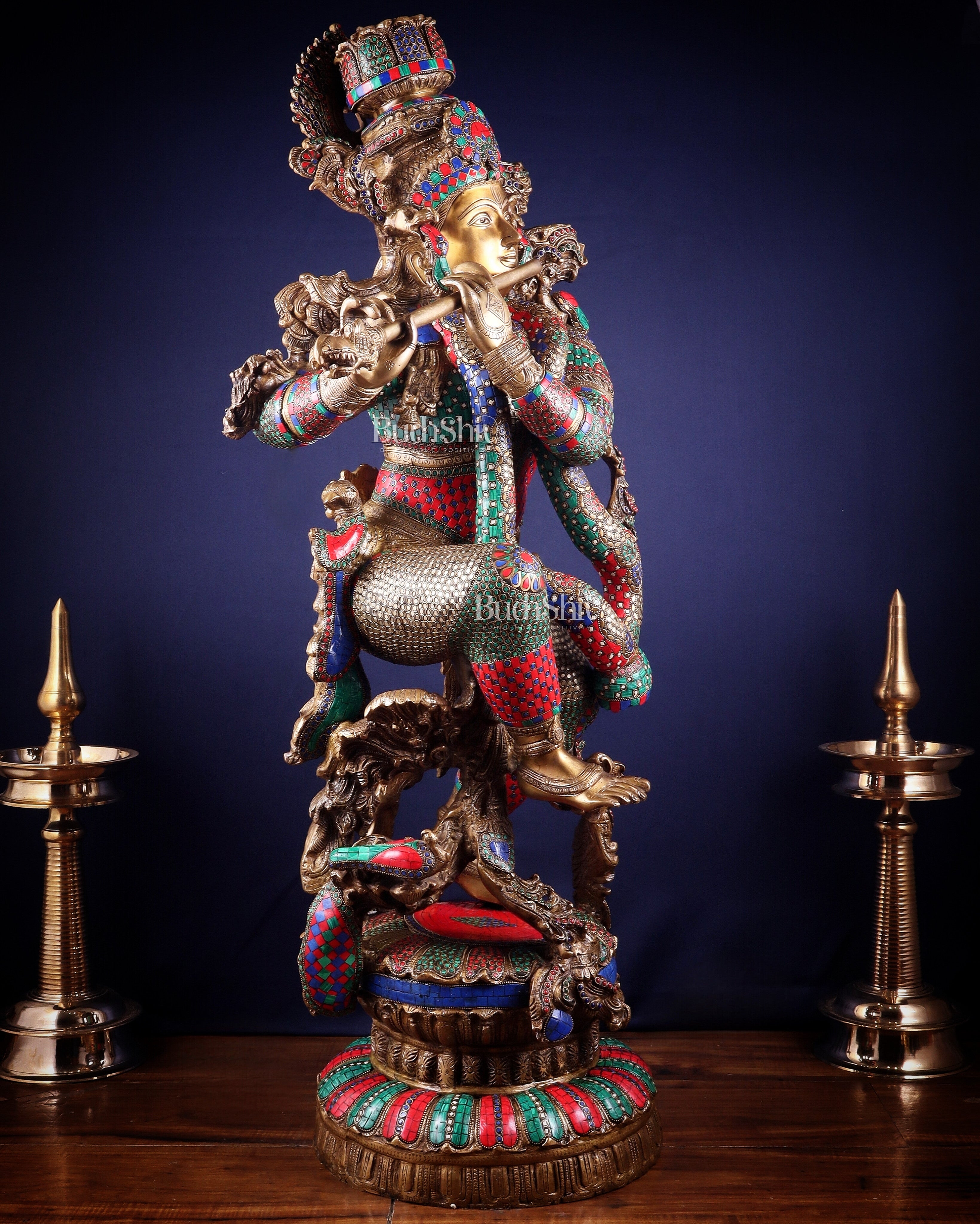 Lord Krishna Brass statue - 43 inch/3.75 feet large