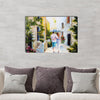 Cute Couple Walking In Rain With Umbrella Painting Digital Printed Canvas Wall Art