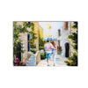 Cute Couple Walking In Rain With Umbrella Painting Digital Printed Canvas Wall Art