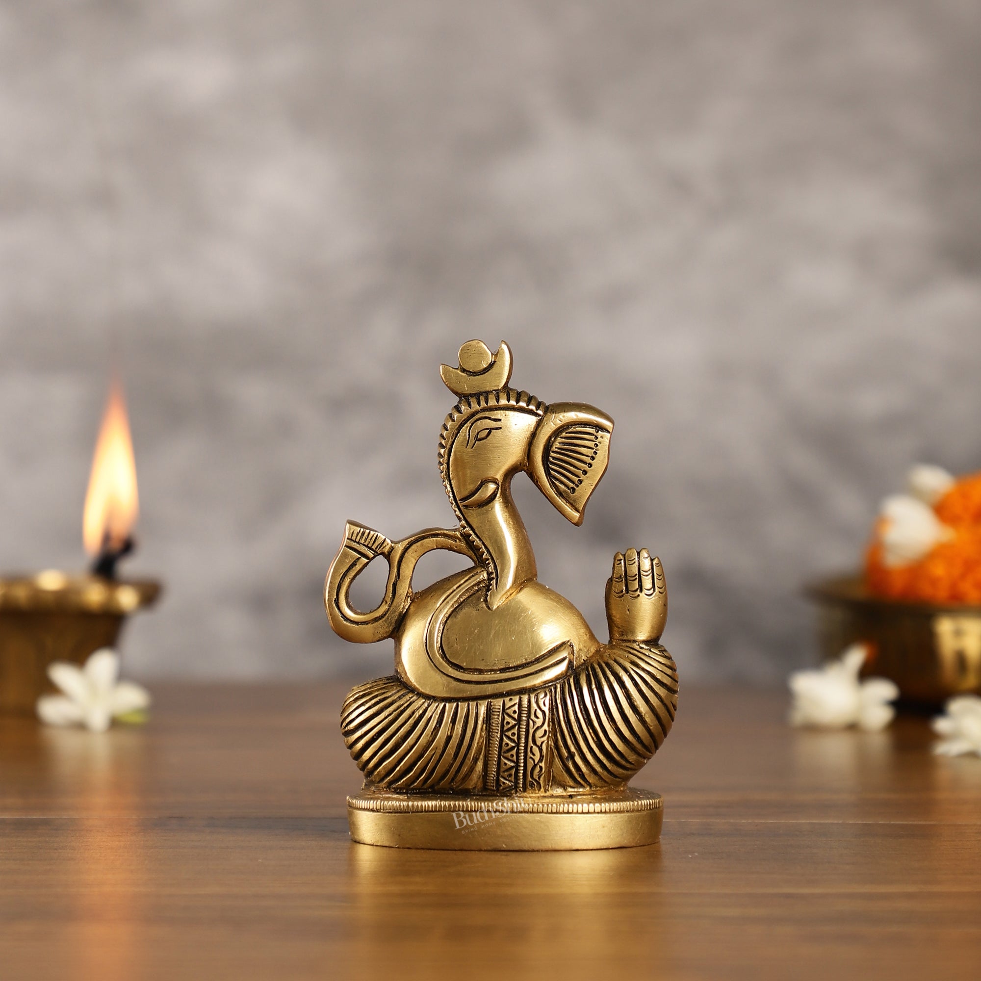 Abstract Modern Brass Ganesha Idol | Height 4.5 inch