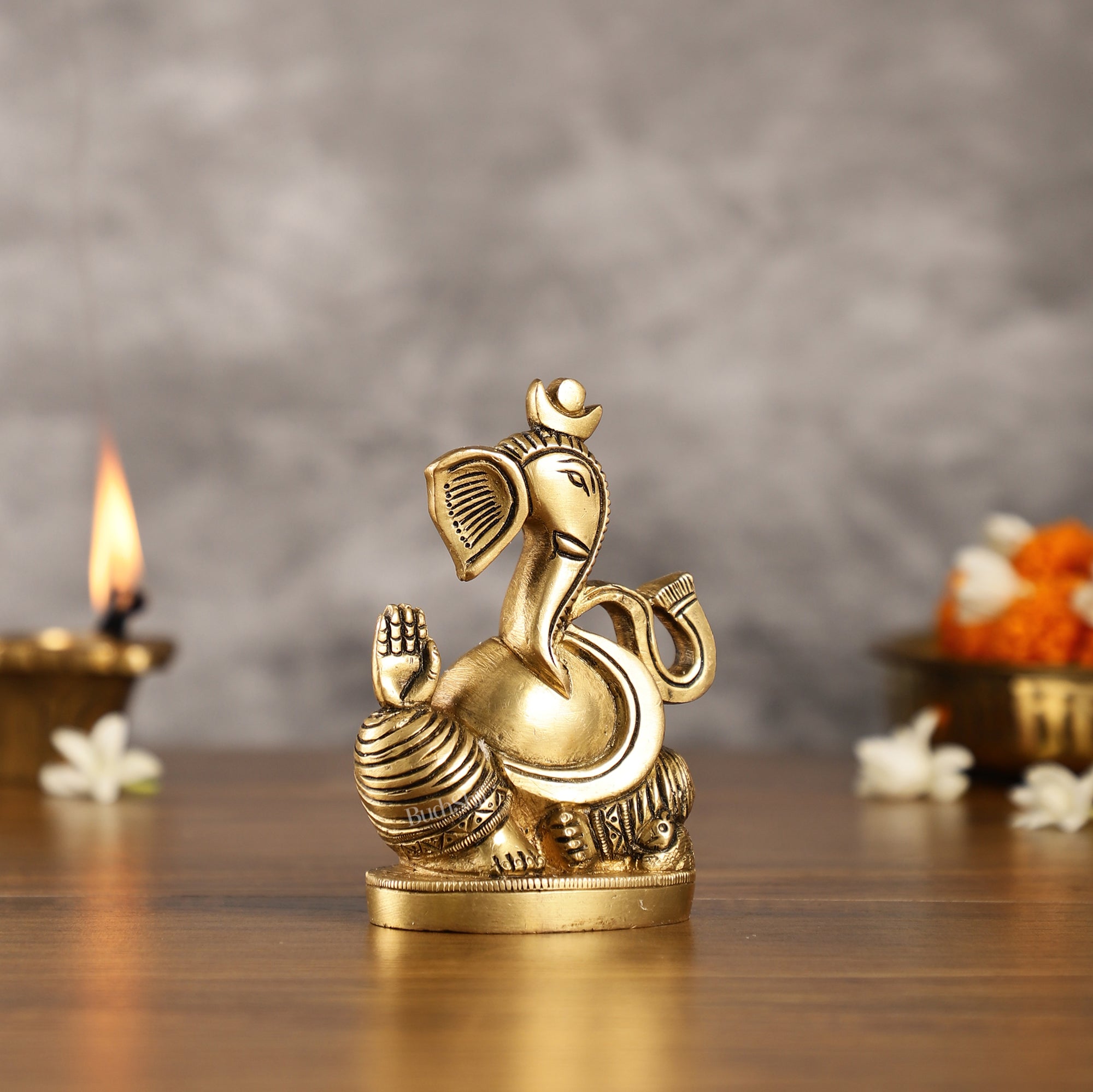 Abstract Modern Brass Ganesha Idol | Height 4.5 inch