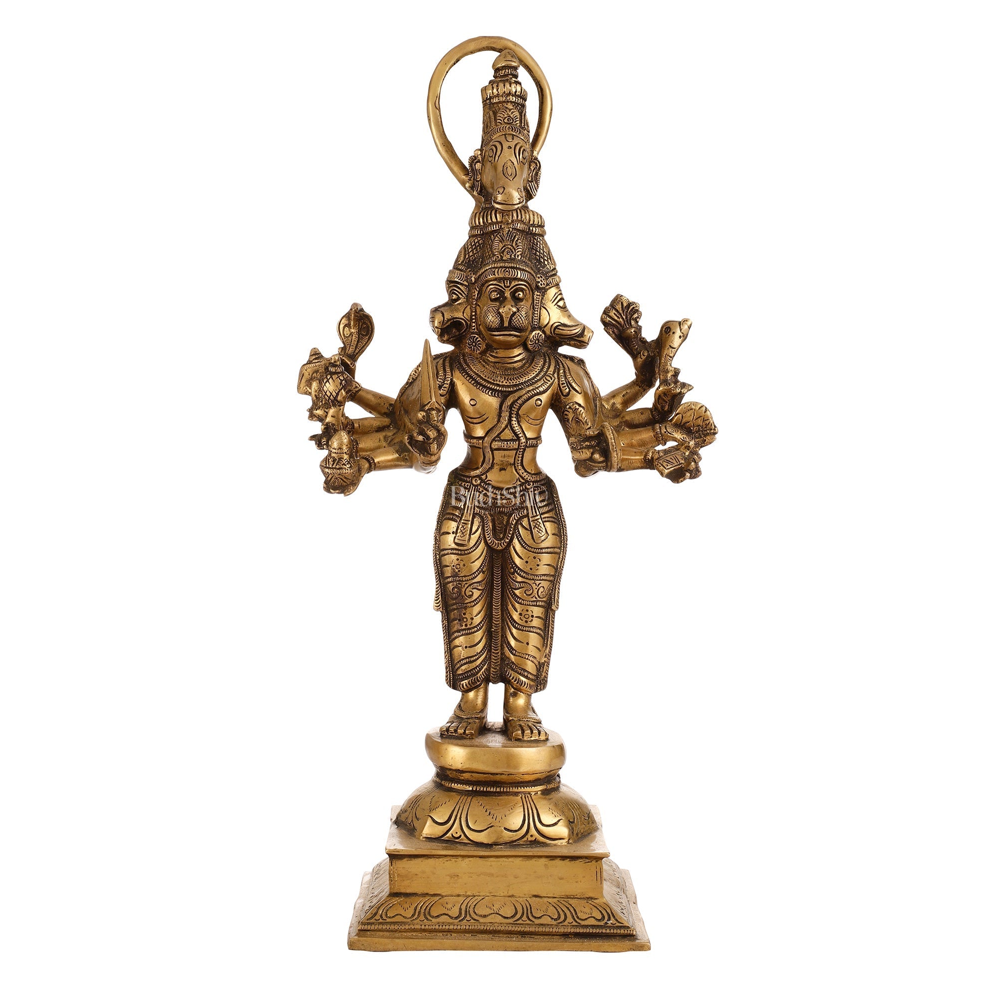 Brass Antique Brass Standing Lord Panchmukhi Hanuman Statue 22 inch