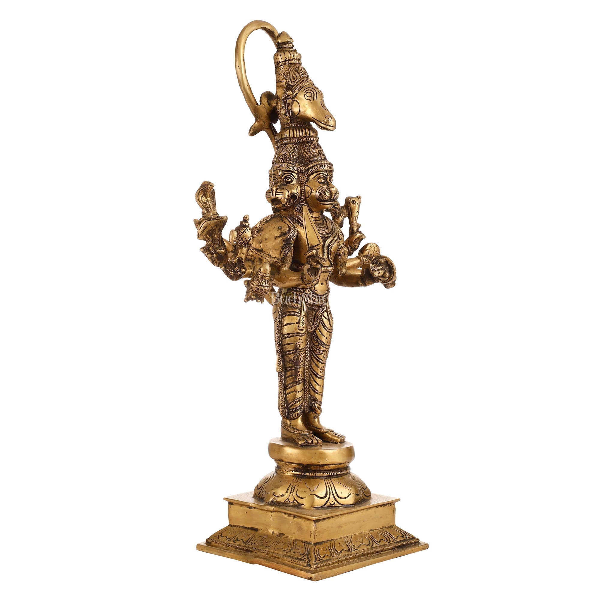 Brass Antique Brass Standing Lord Panchmukhi Hanuman Statue 22 inch
