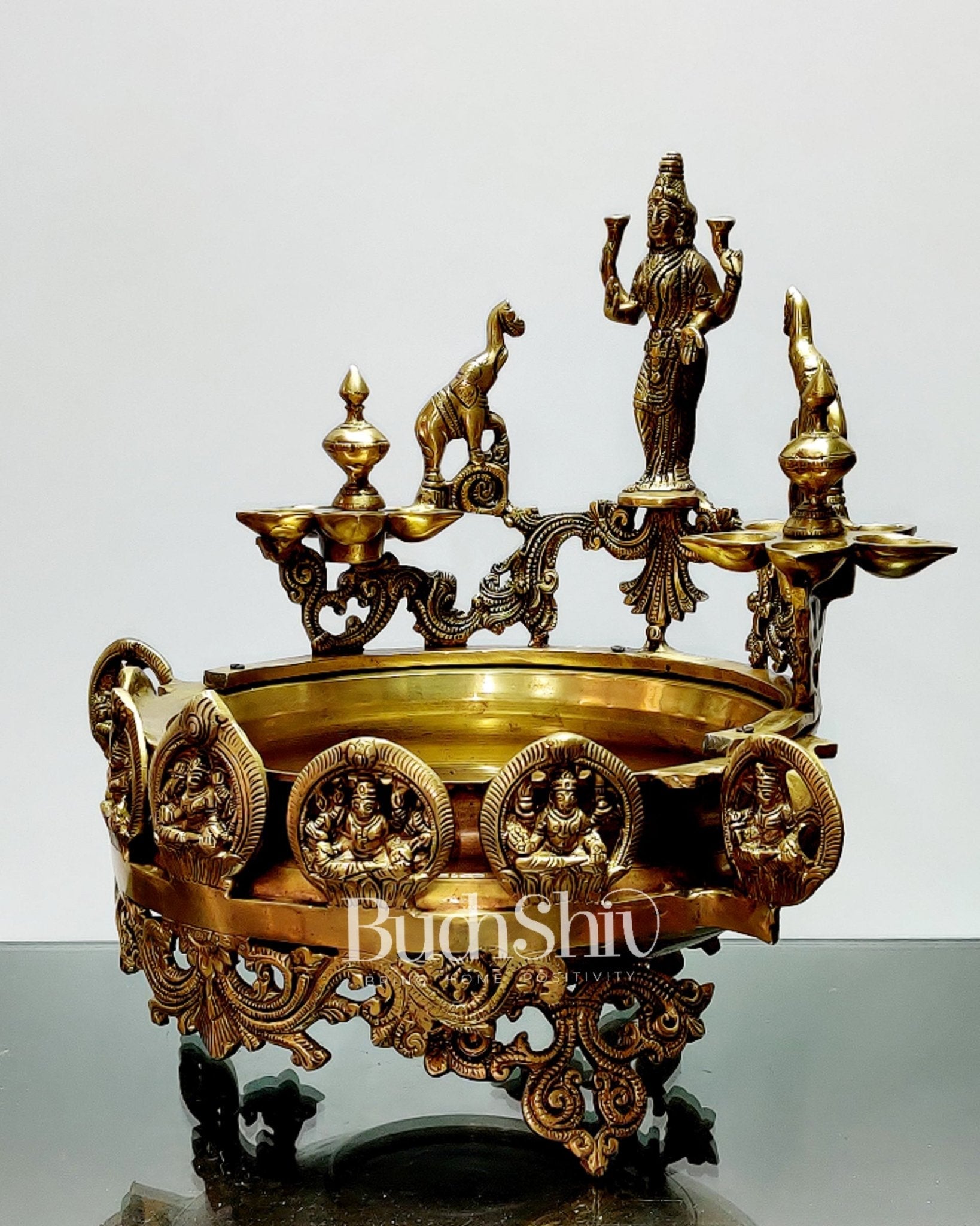Ashtalakshmi Brass urli with diyas