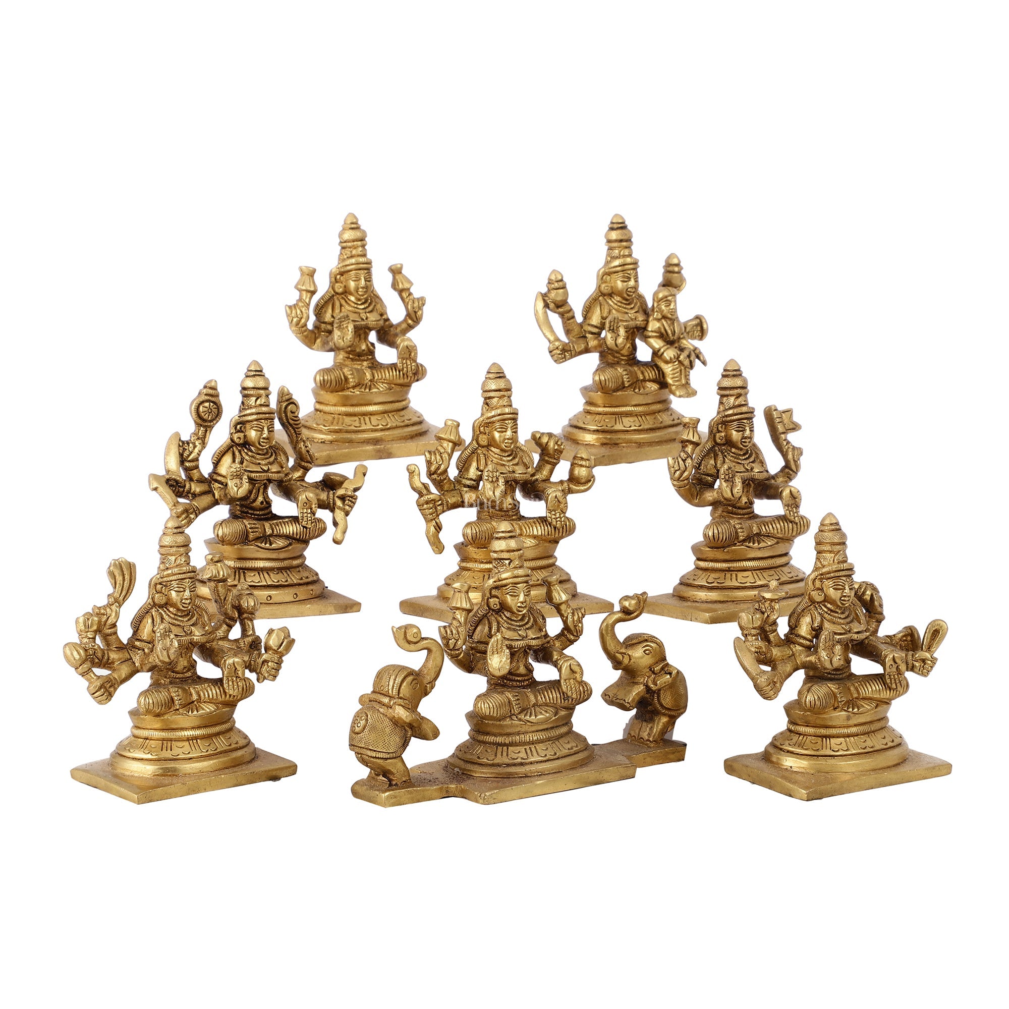 Ashtalakshmi Superfine Brass Idols - 3.5 Inches | BudhShiv