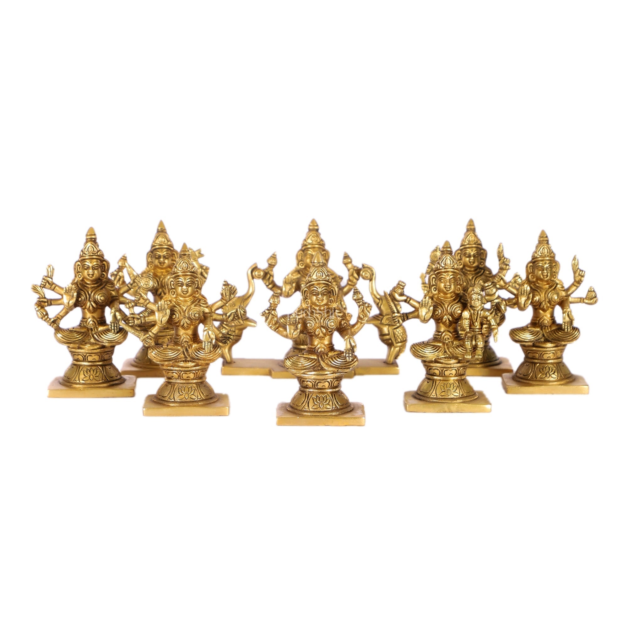 Ashtalakshmi Superfine Brass Idols - 5 Inches Round Base | BudhShiv