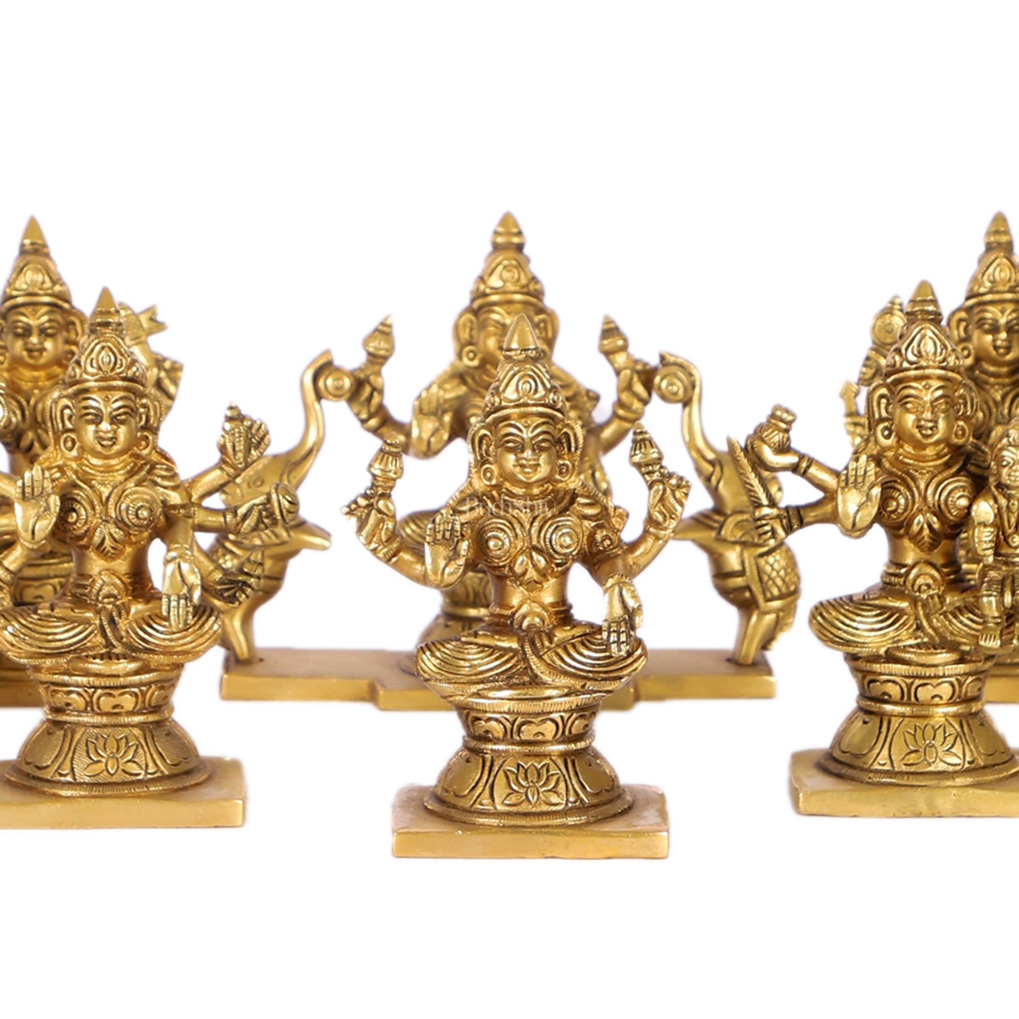 Ashtalakshmi Superfine Brass Idols - 5 Inches Round Base | BudhShiv
