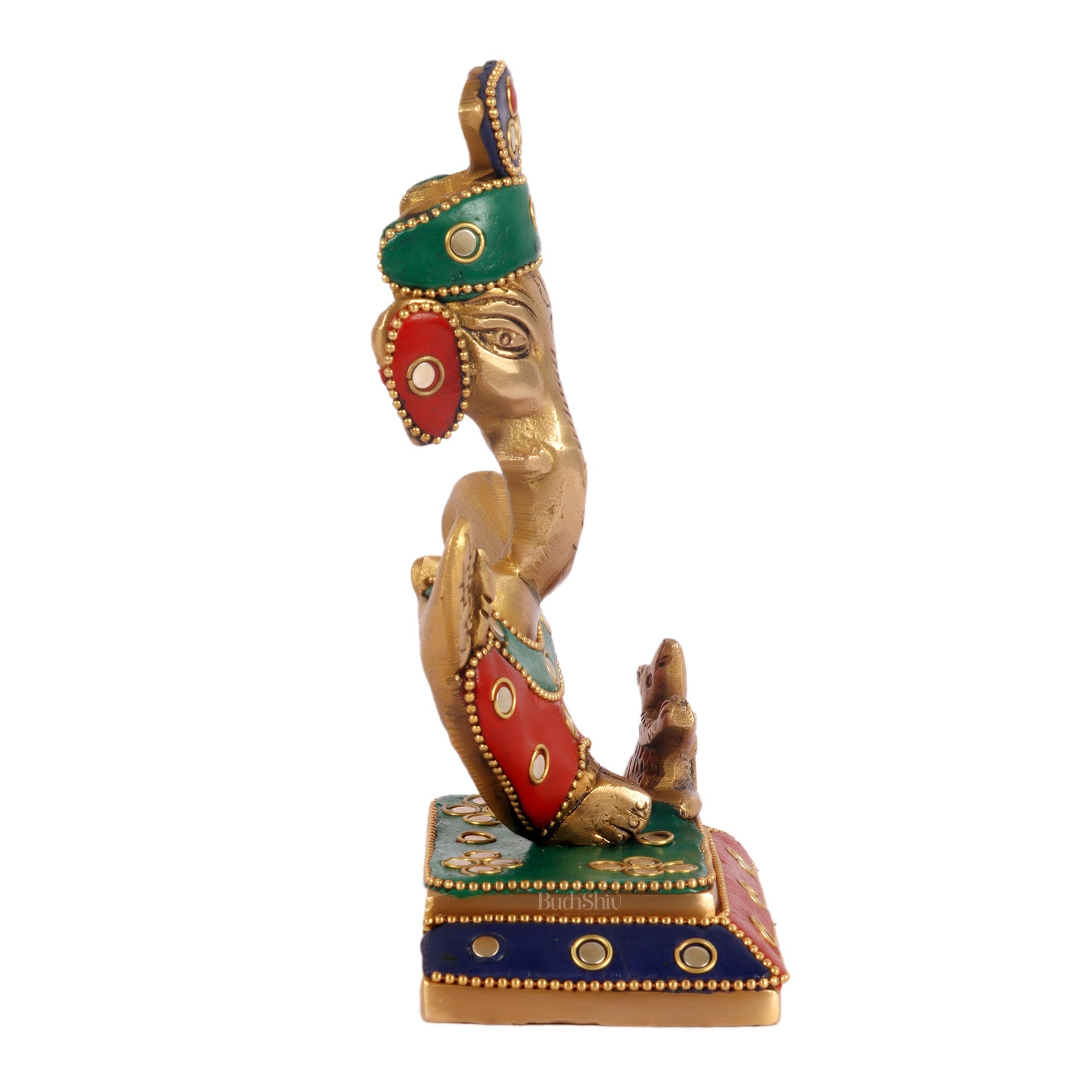 Brass Abstract Modern Pagadi Turban Ganesha 6 - Perfect Gift with Stonework | BudhShiv