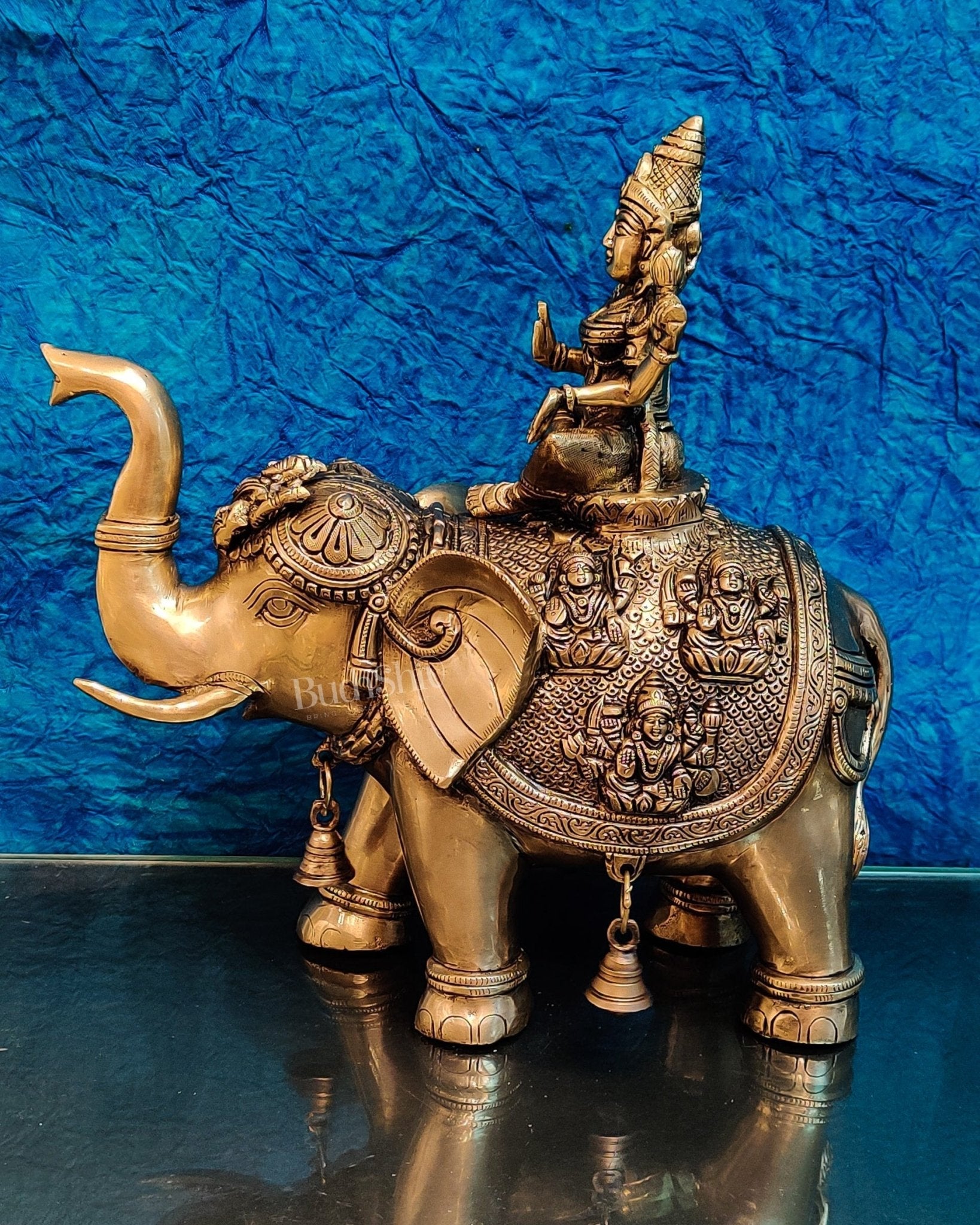 Brass Ashtalakshmi on Large Elephant - 15" | BudhShiv