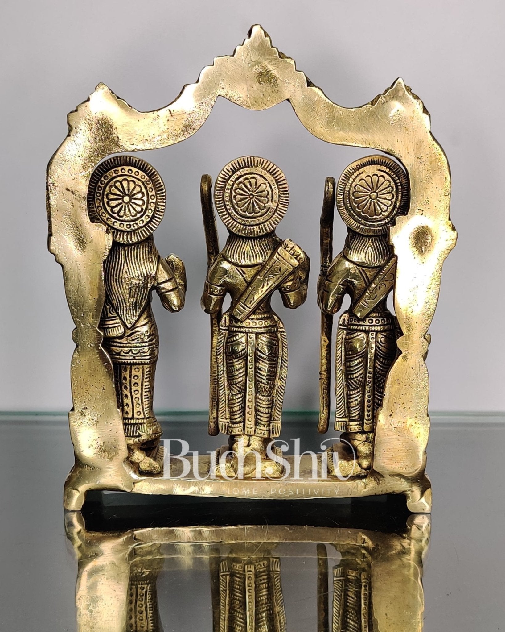 Brass Ram Darbar - Lord Ram, Lakshman, Sita, and Hanuman - Perfect for Home Temples 7.5 inch