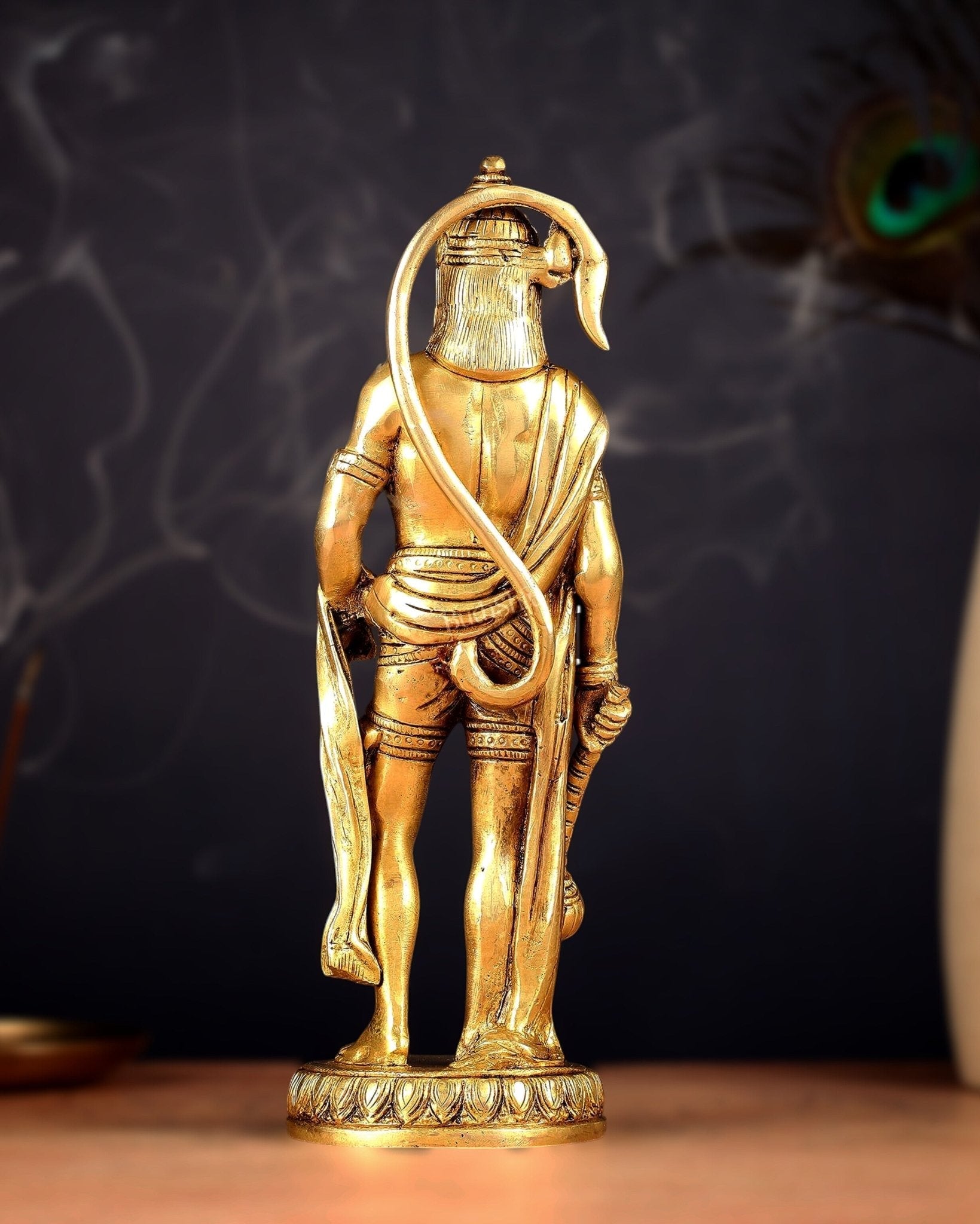 Brass standing Lord Hanuman Statue | 10" enhanced carvings