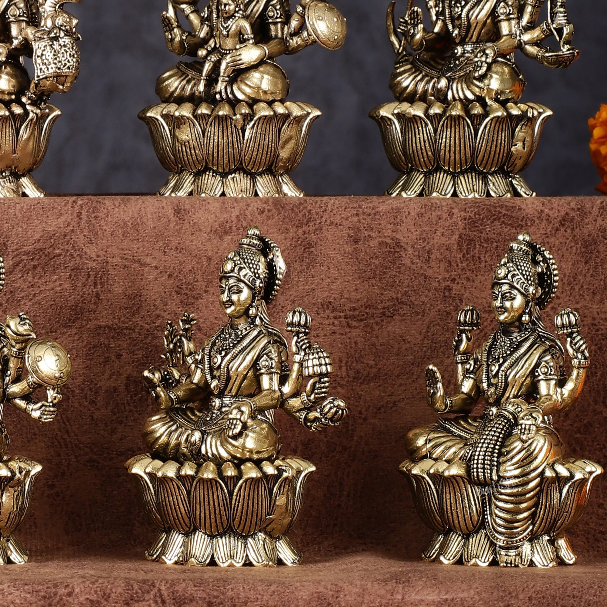Brass Superfine Ashtalakshmi Idols - 3 Inch, Eight Forms of Goddess Lakshmi