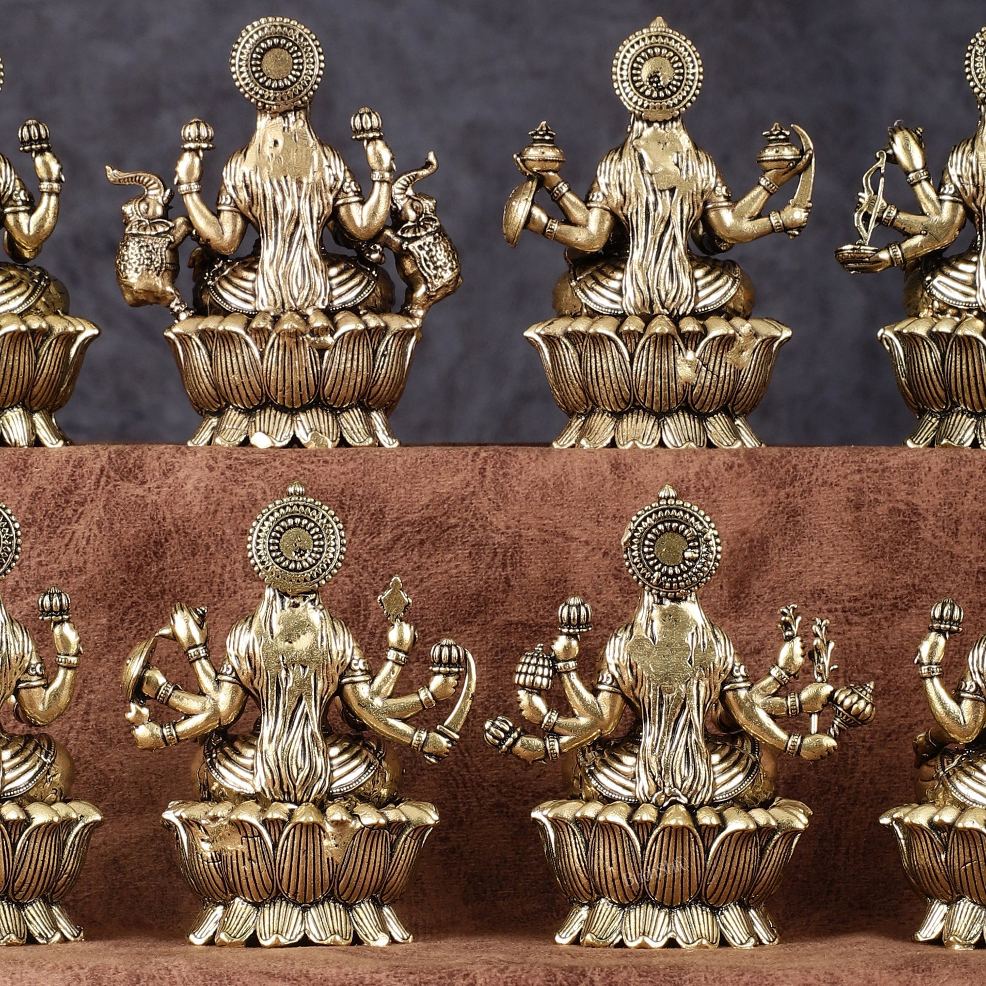 Brass Superfine Ashtalakshmi Idols - 3 Inch, Eight Forms of Goddess Lakshmi