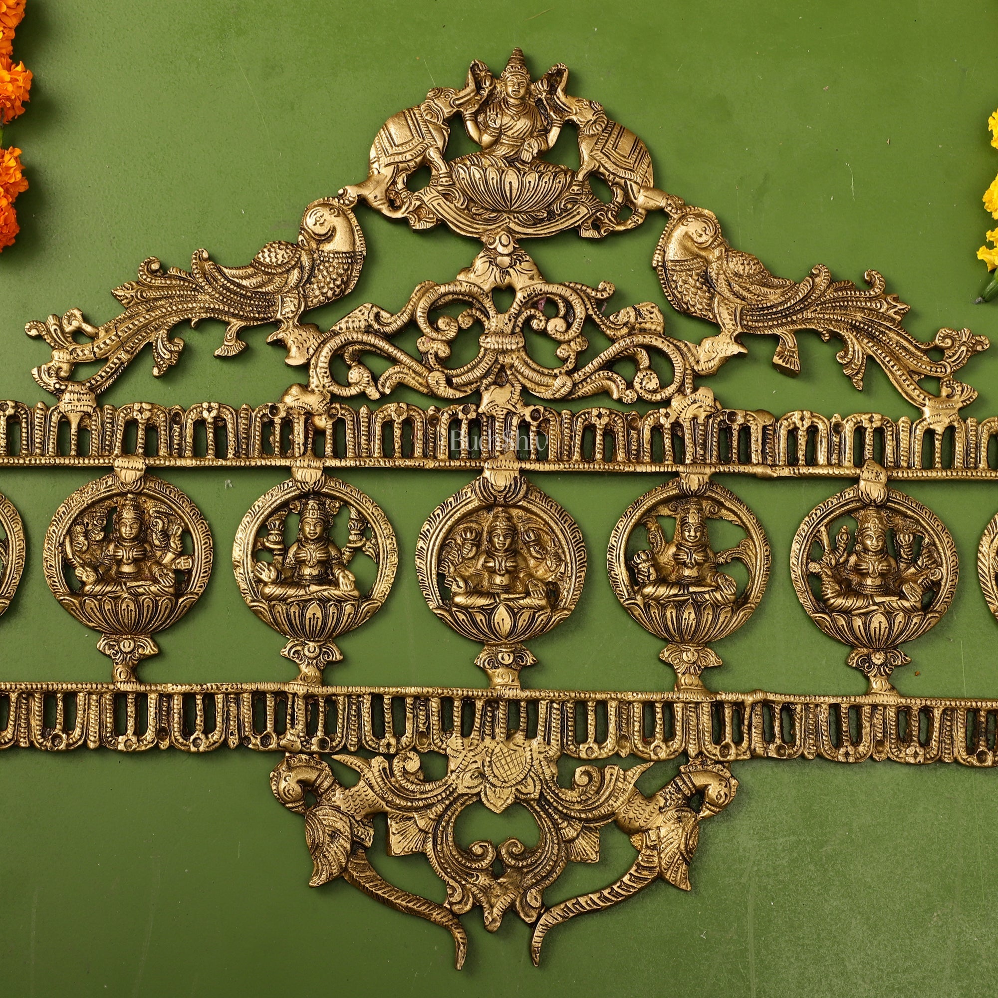 Brass Superfine Ashtalakshmi with elephants Wall Hanging Panel 30"