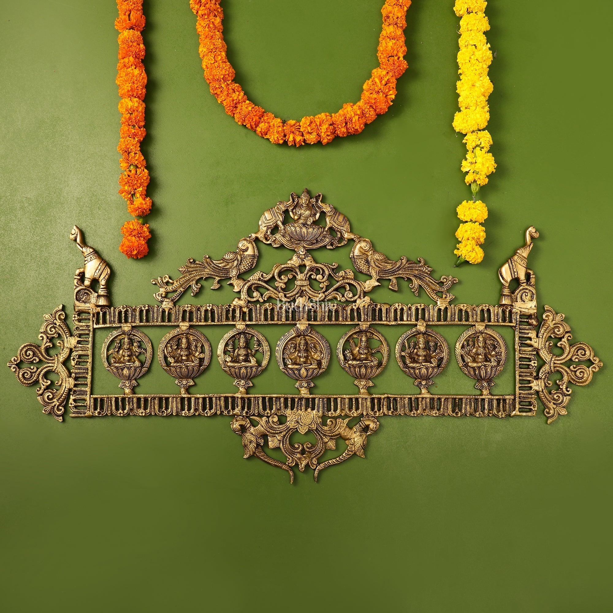 Brass Superfine Ashtalakshmi with elephants Wall Hanging Panel 30"