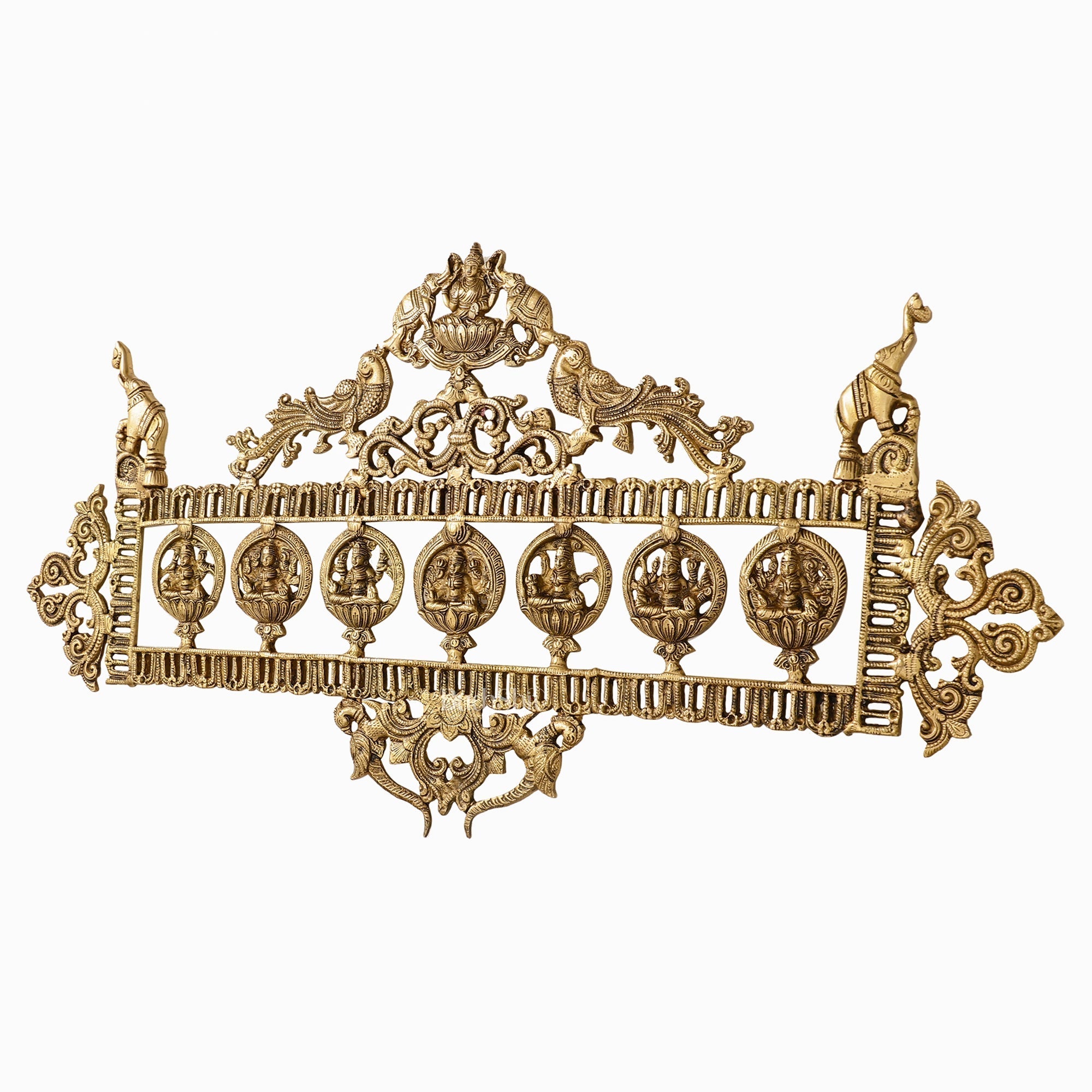 Brass Superfine Ashtalakshmi with elephants Wall Hanging Panel 30"
