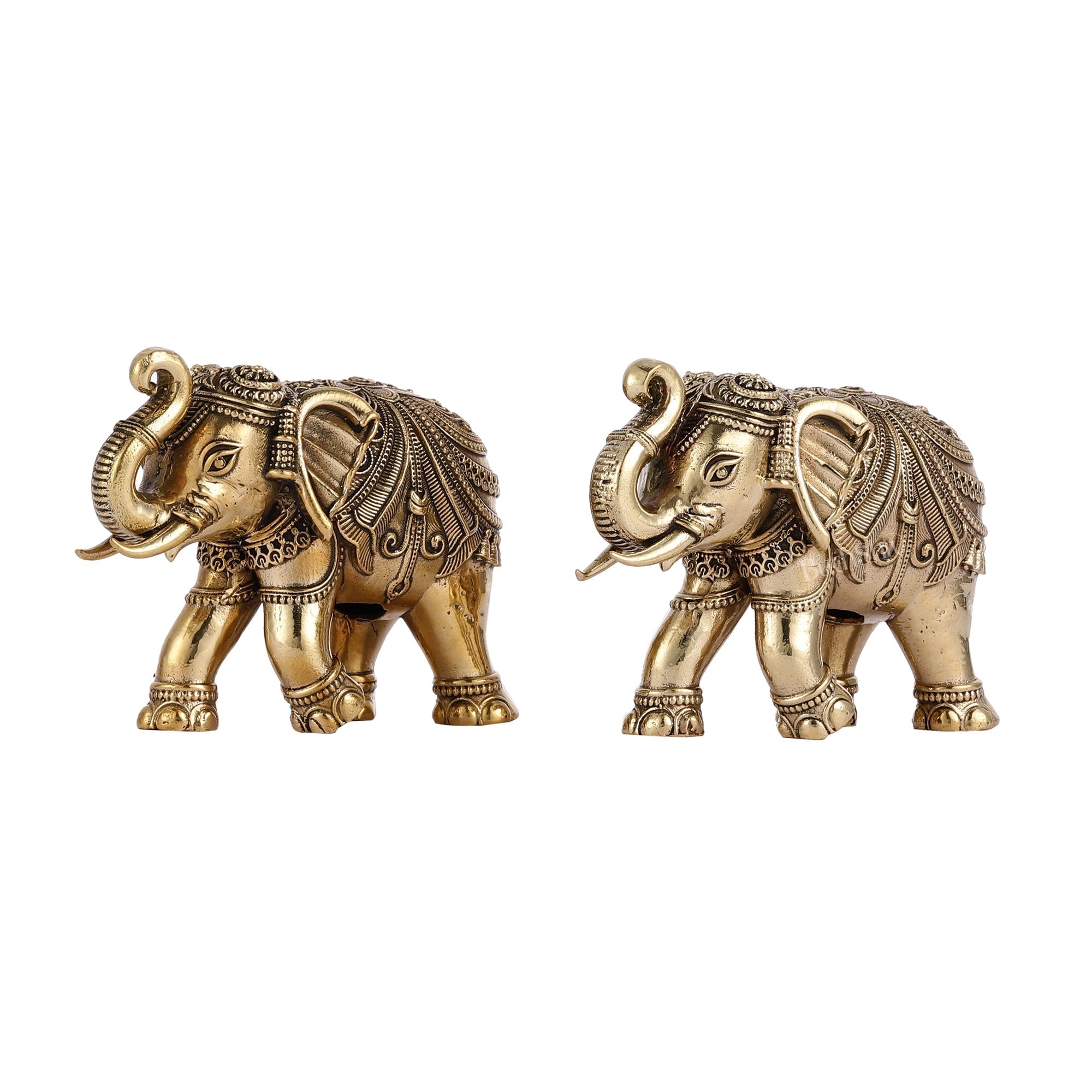 Brass Superfine Elephant Miniature pair Showpieces 3"