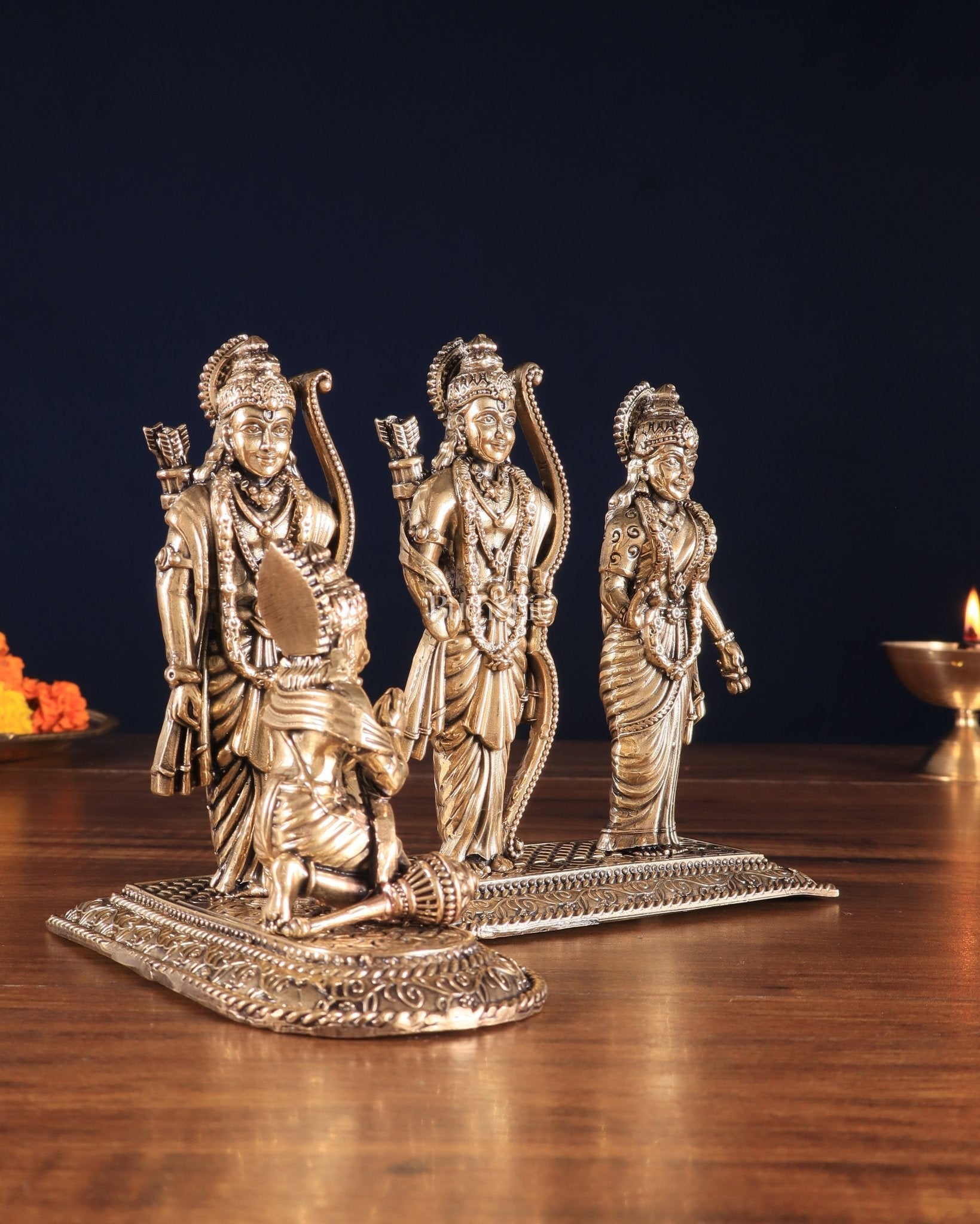 Brass Superfine Intricate Ram Darbar Idol – 6" x 7.5" x 5" | Handcrafted by Silver Artisans
