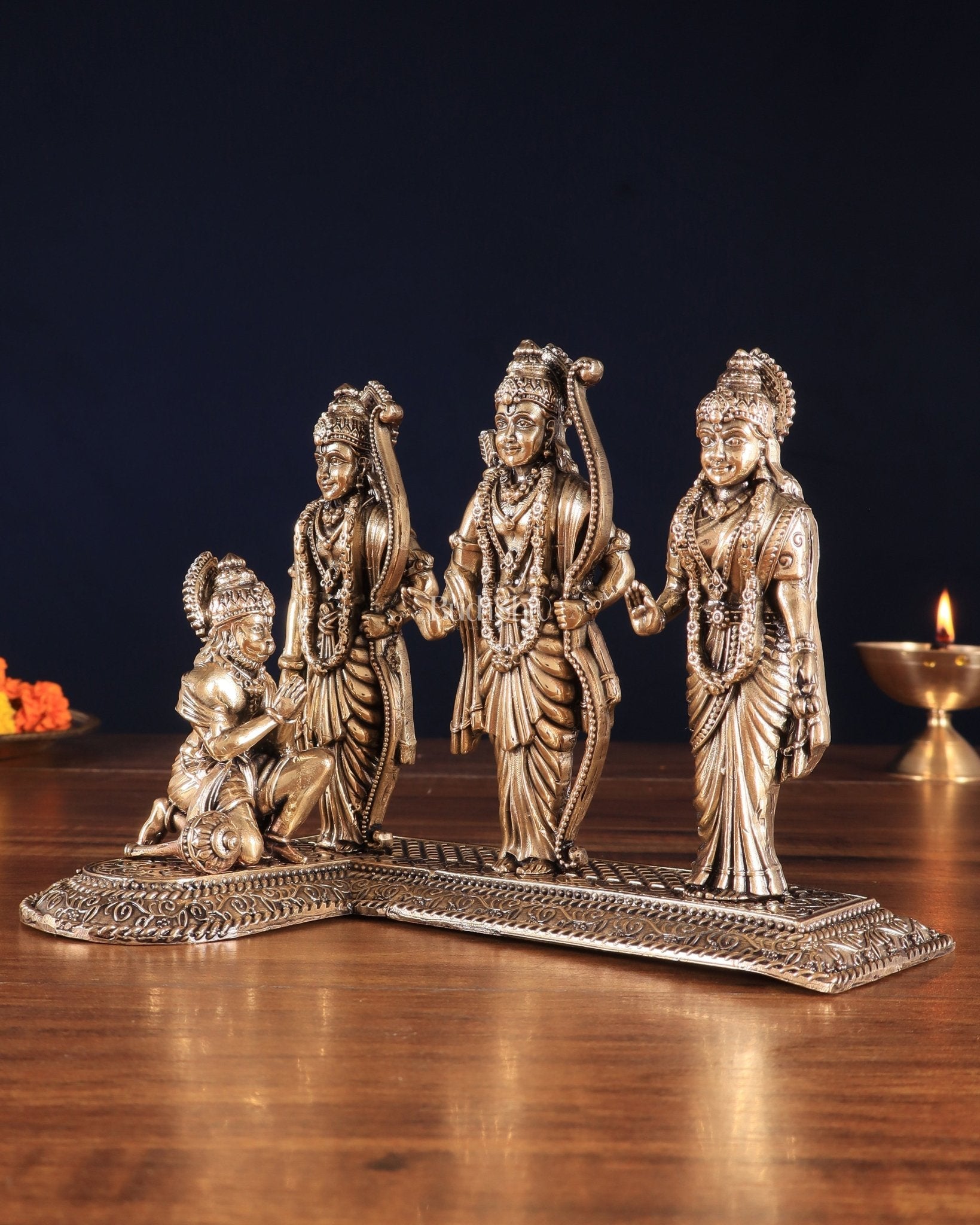 Brass Superfine Intricate Ram Darbar Idol – 6" x 7.5" x 5" | Handcrafted by Silver Artisans